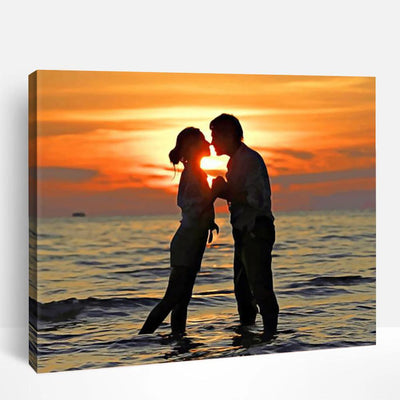 Couple Kissing Under Sunset | Paint By Numbers