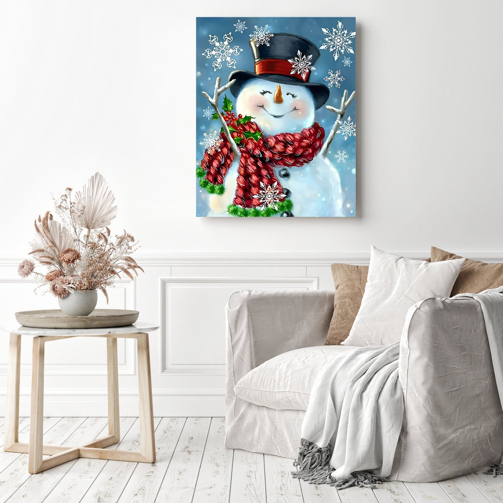 Snowman Christmas | Diamond Painting Displayed as Home Decor