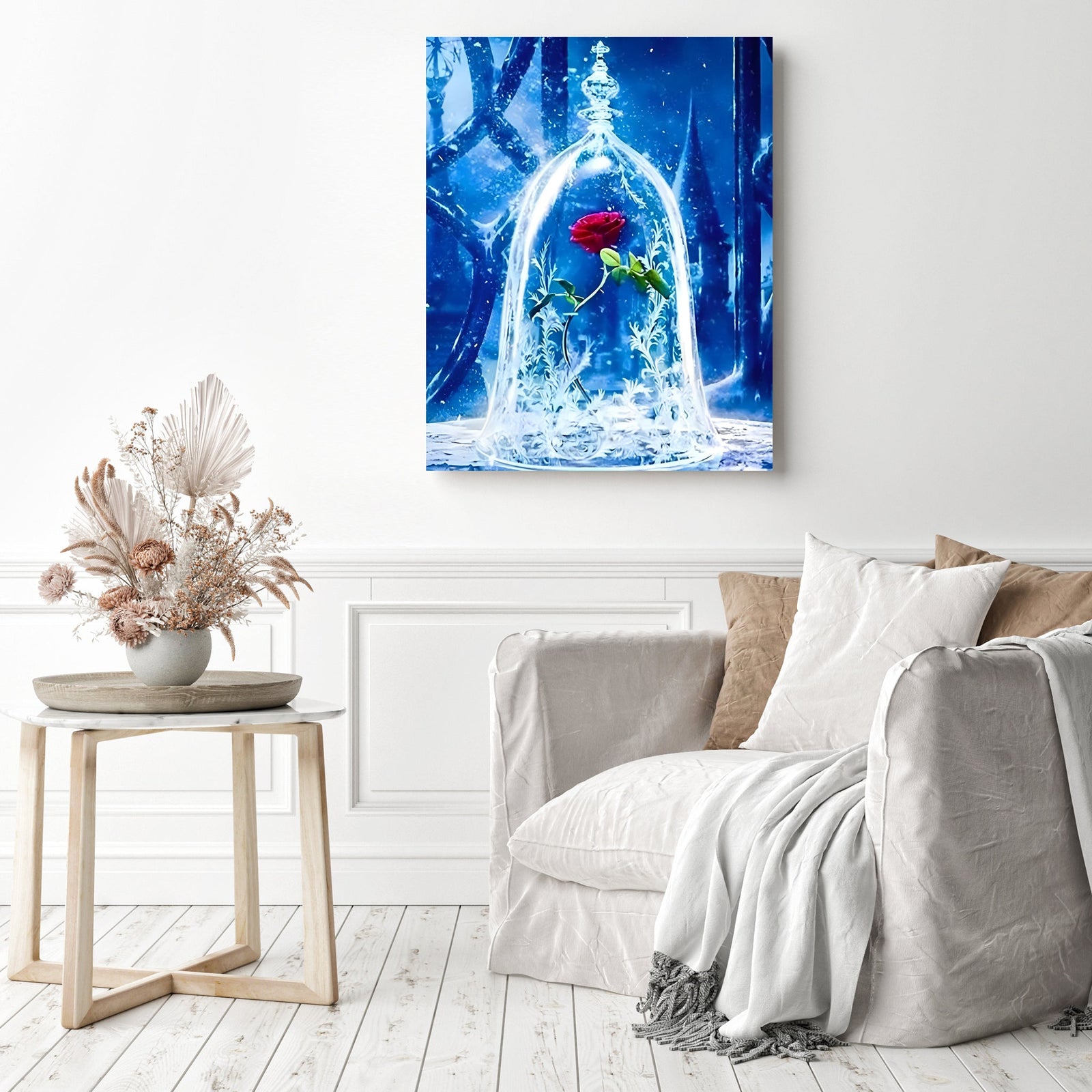 Enchanted Red Rose | Diamond Painting Displayed as Home Decor