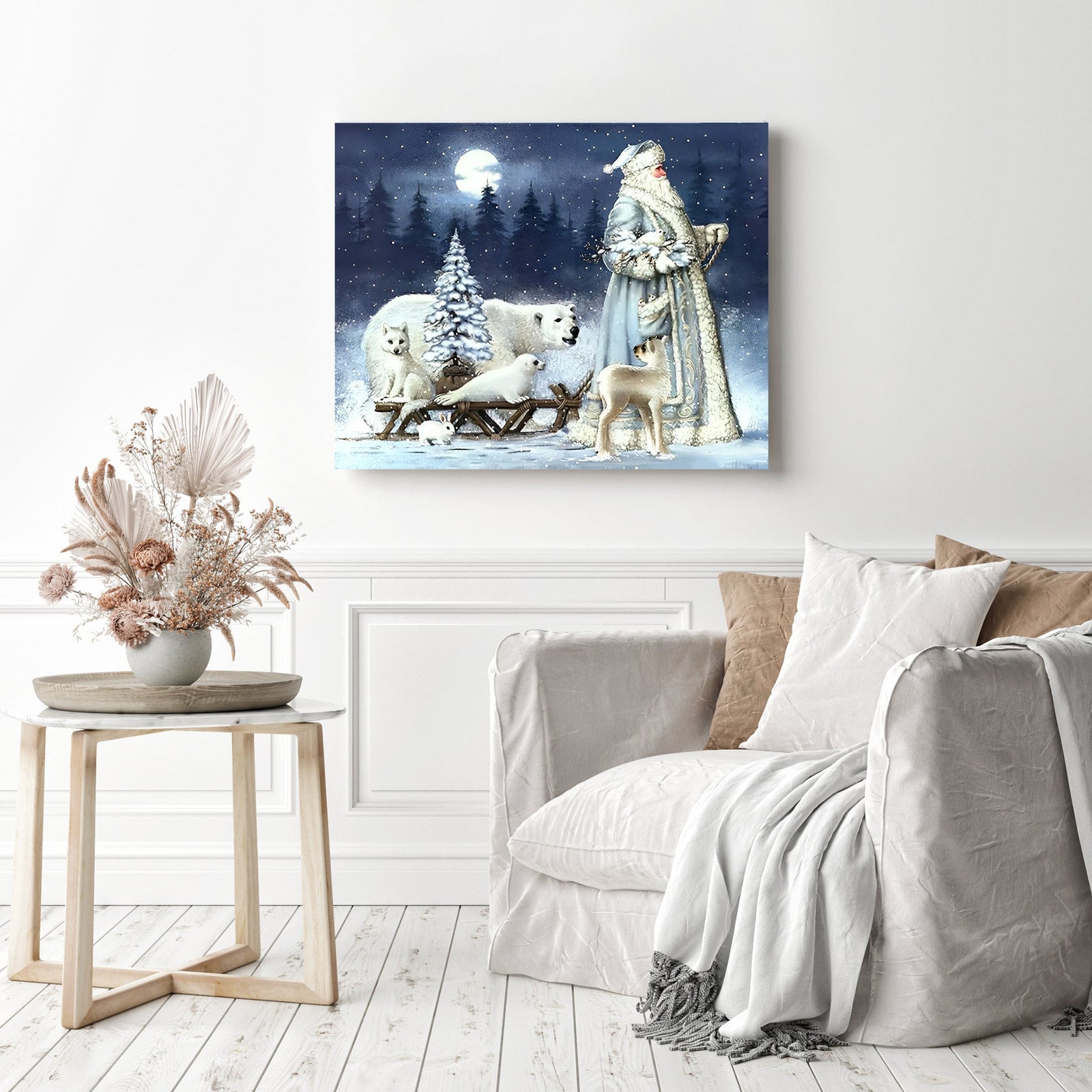 Santa Claus at Arctic | Diamond Painting Displayed as Home Decor