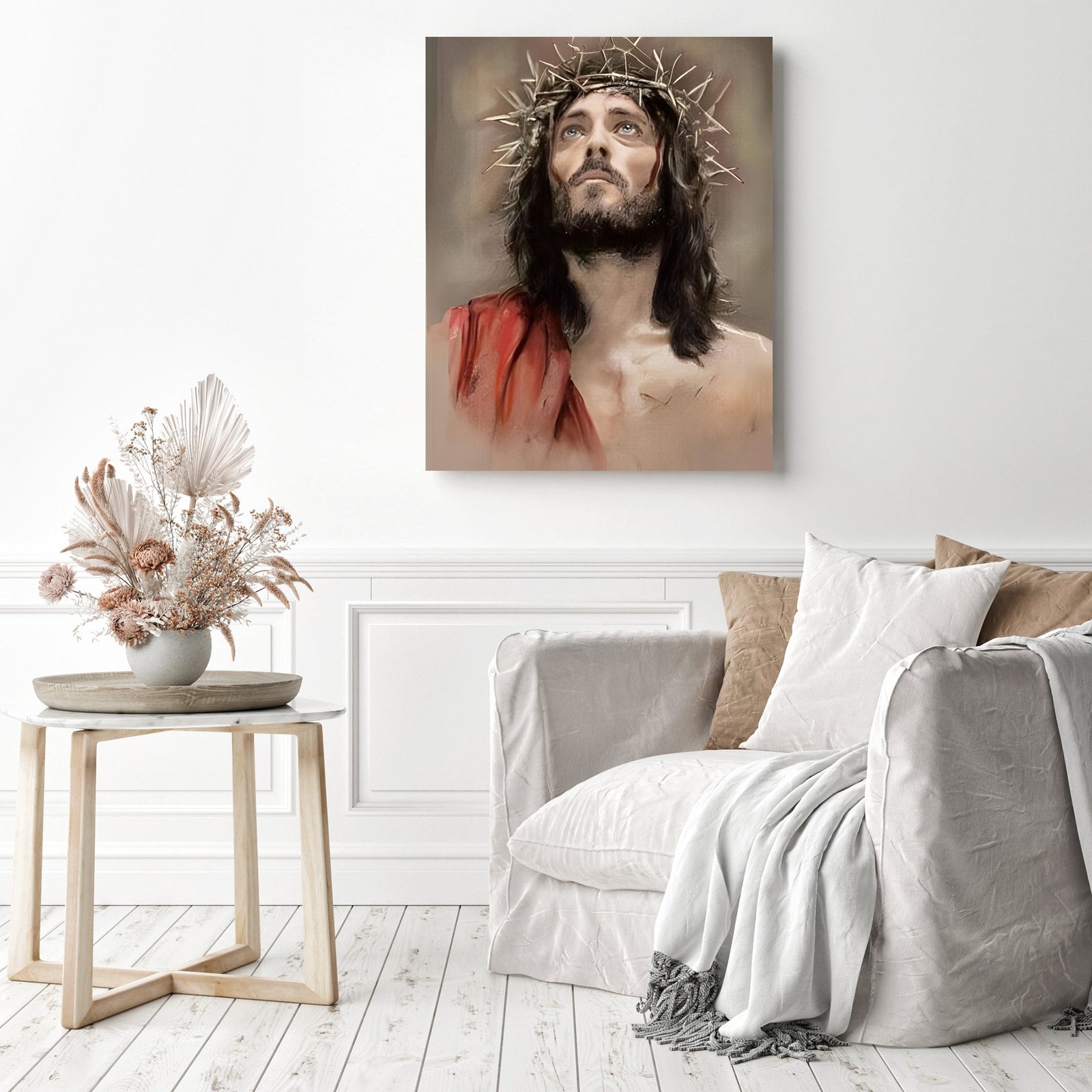 Jesus Crown Of Thorns | Diamond Painting Displayed as Home Decor