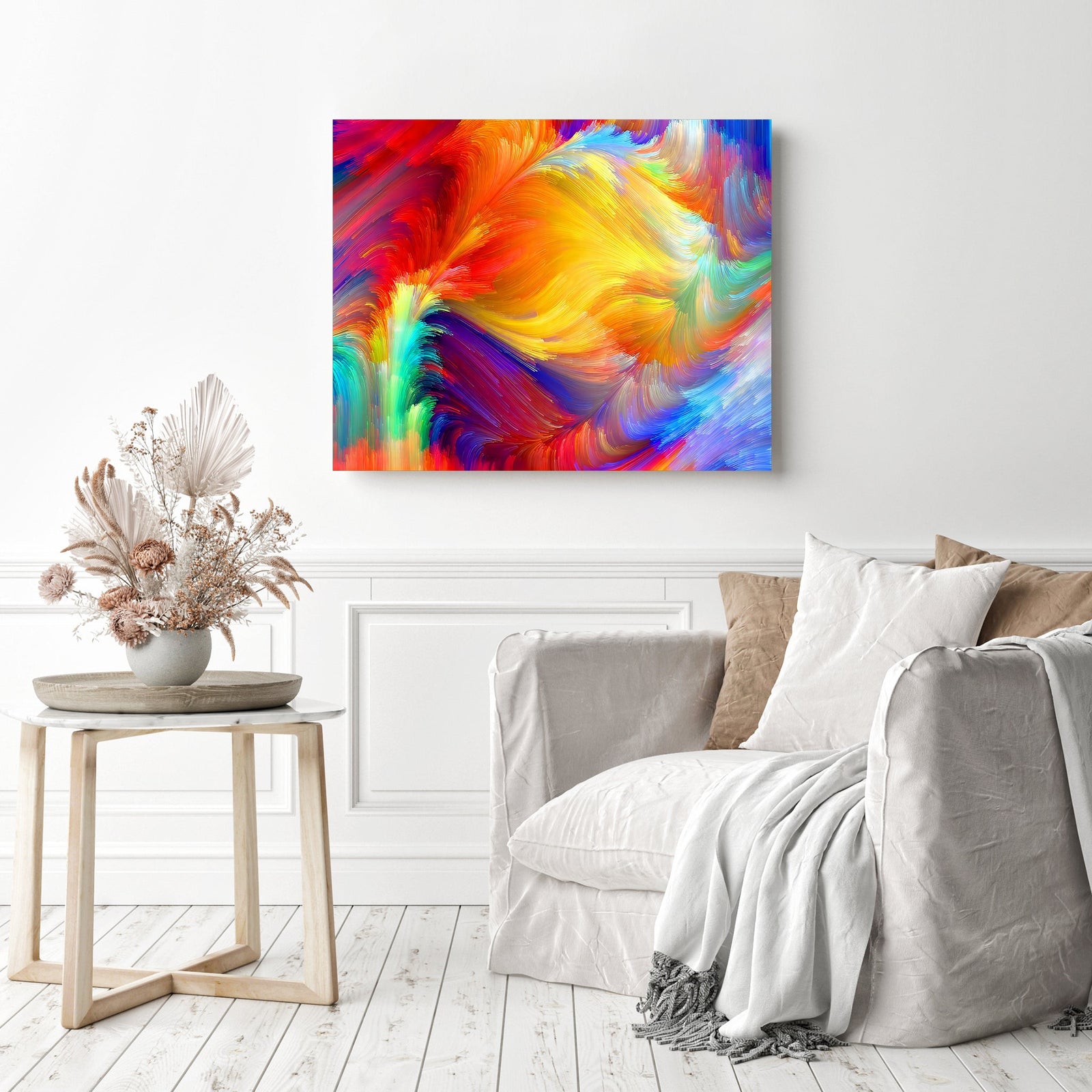 Abstract Rainbow Color | Diamond Painting Displayed as Home Decor