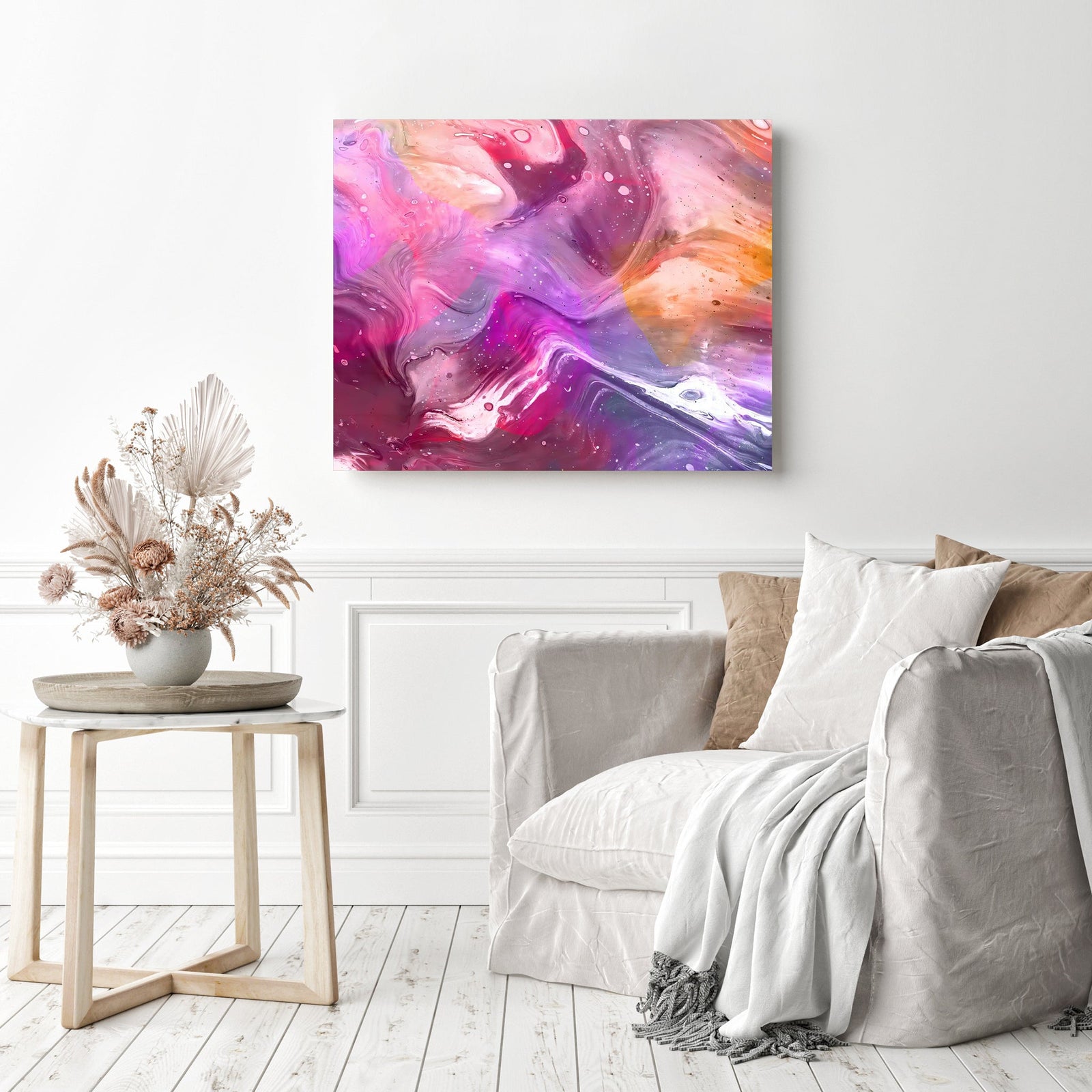 Pink Abstract | Diamond Painting Displayed as Home Decor