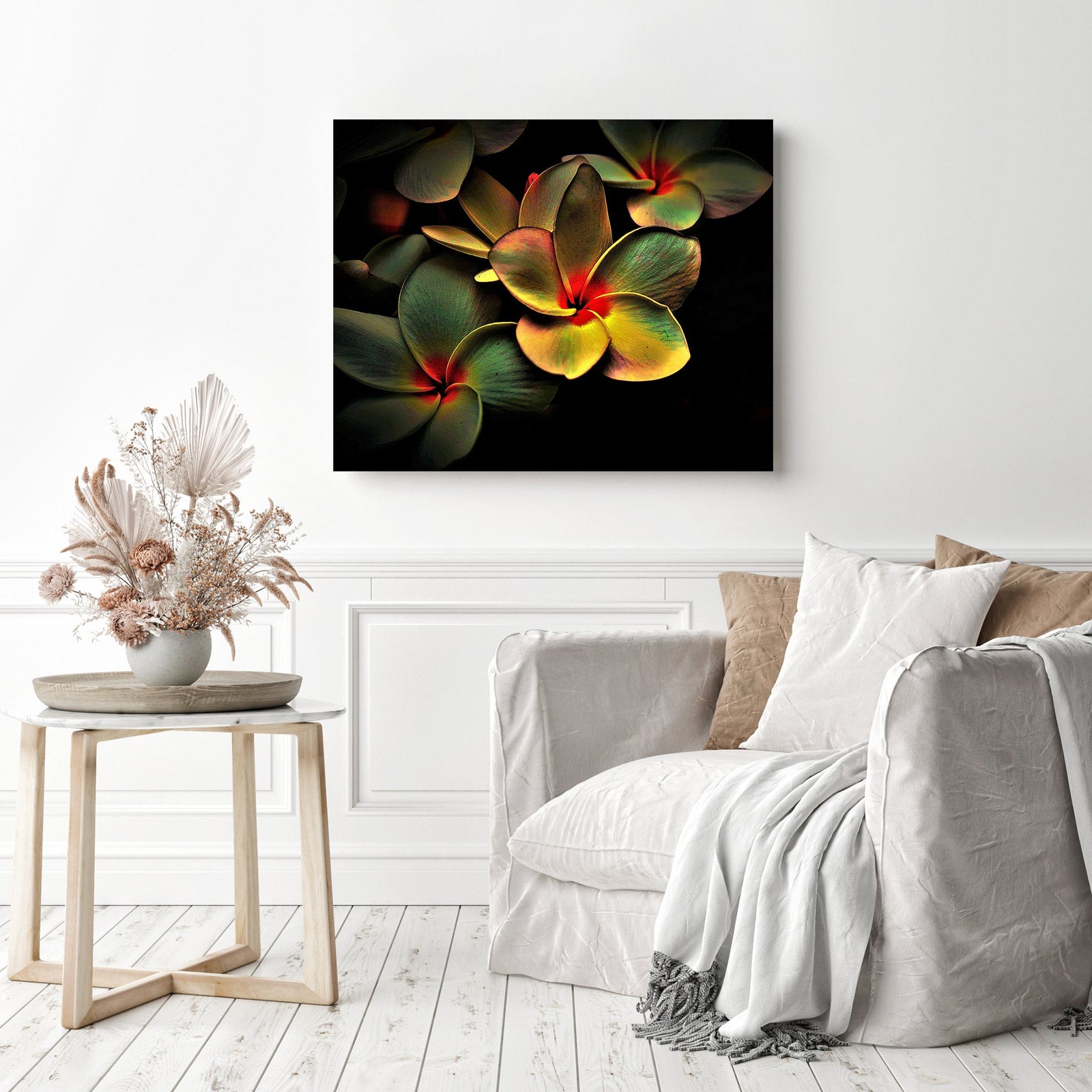 Abstract Frangipani | Diamond Painting Displayed as Home Decor