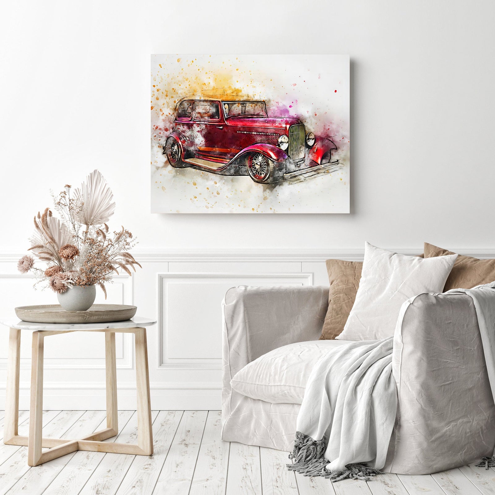 Abstract Vintage Car | Diamond Painting Displayed as Home Decor