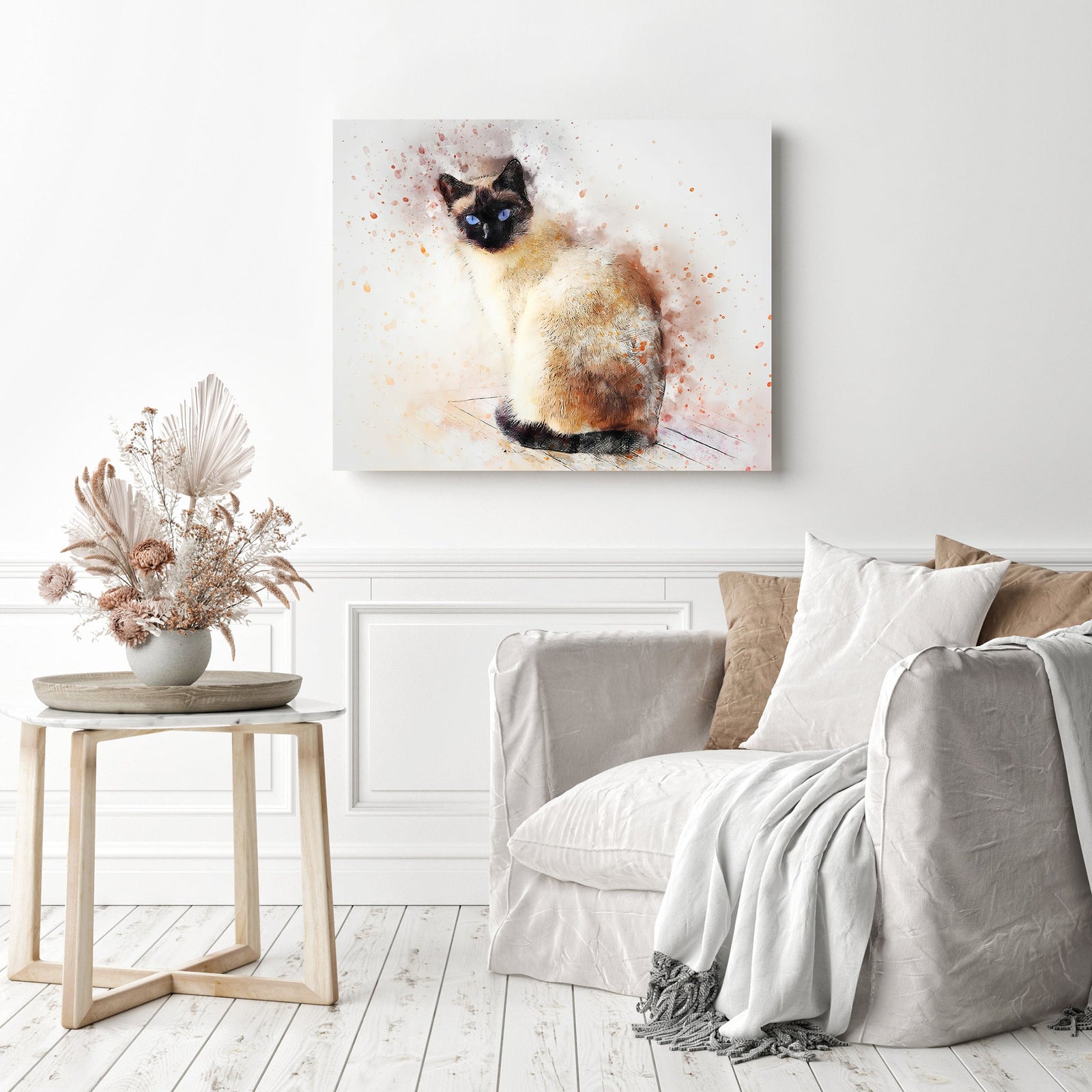 Abstract Siamese | Diamond Painting Displayed as Home Decor