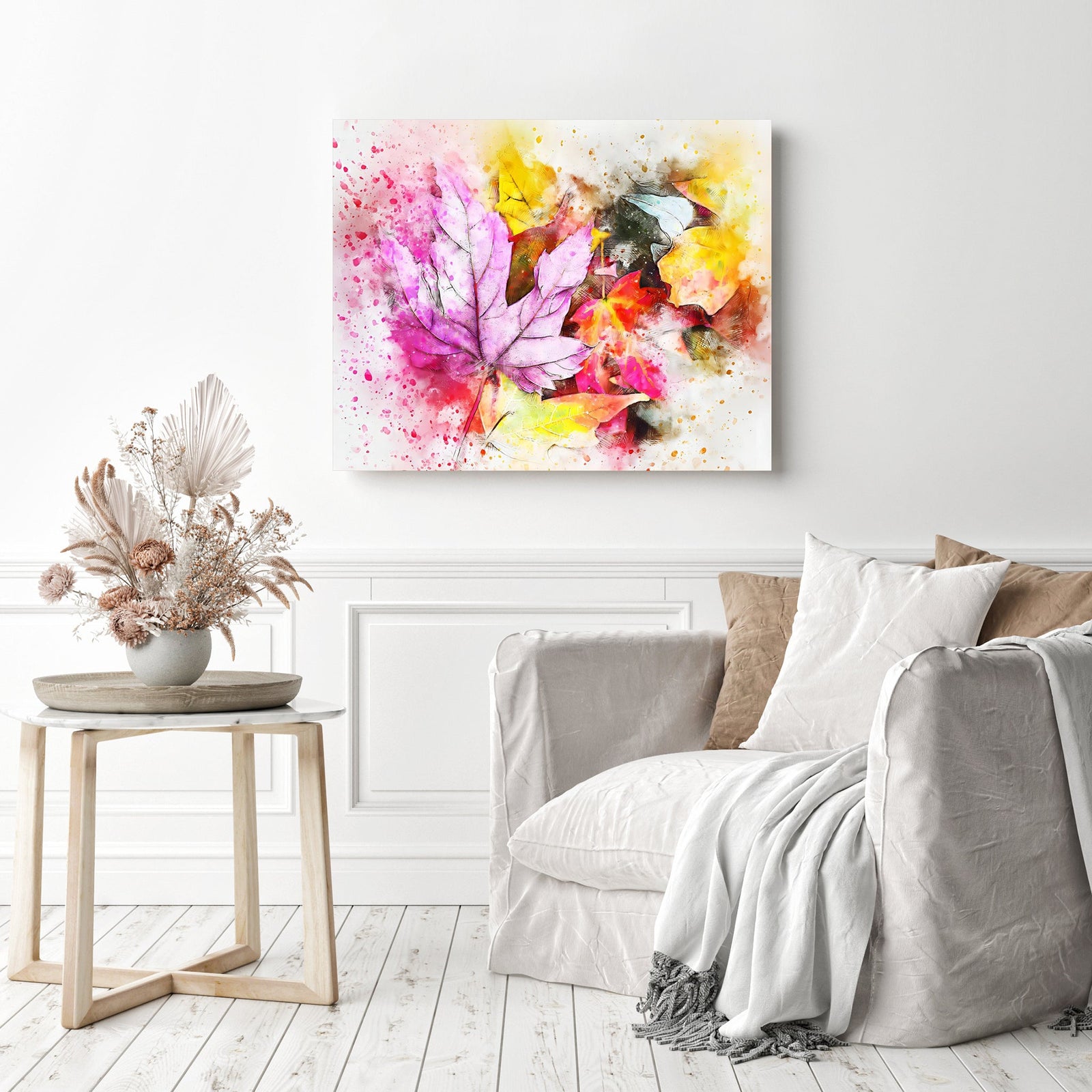 Abstract Leaves | Diamond Painting Displayed as Home Decor