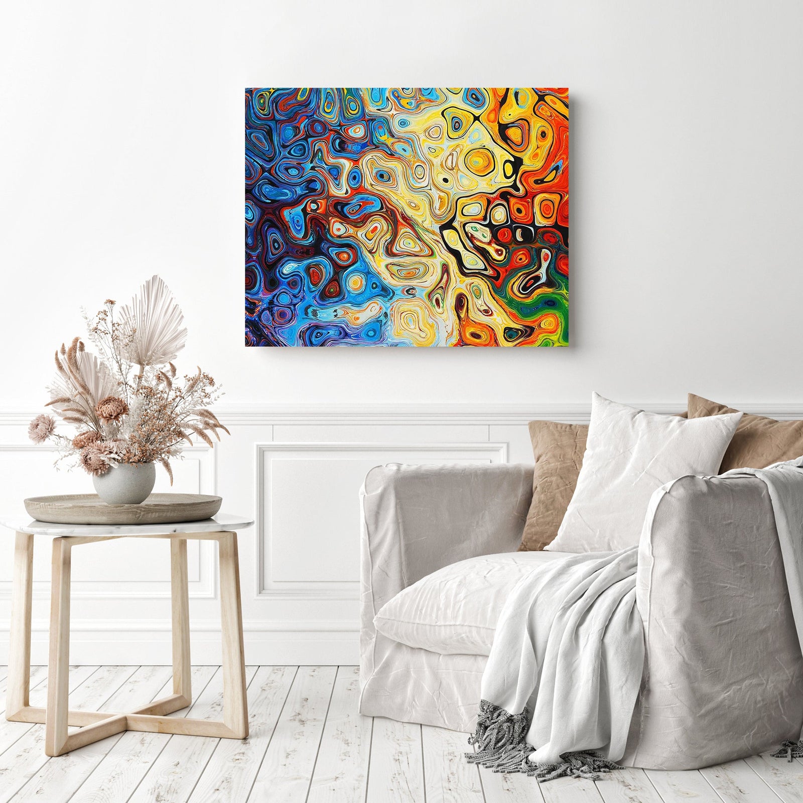 Rainbow Abstract | Diamond Painting Displayed as Home Decor