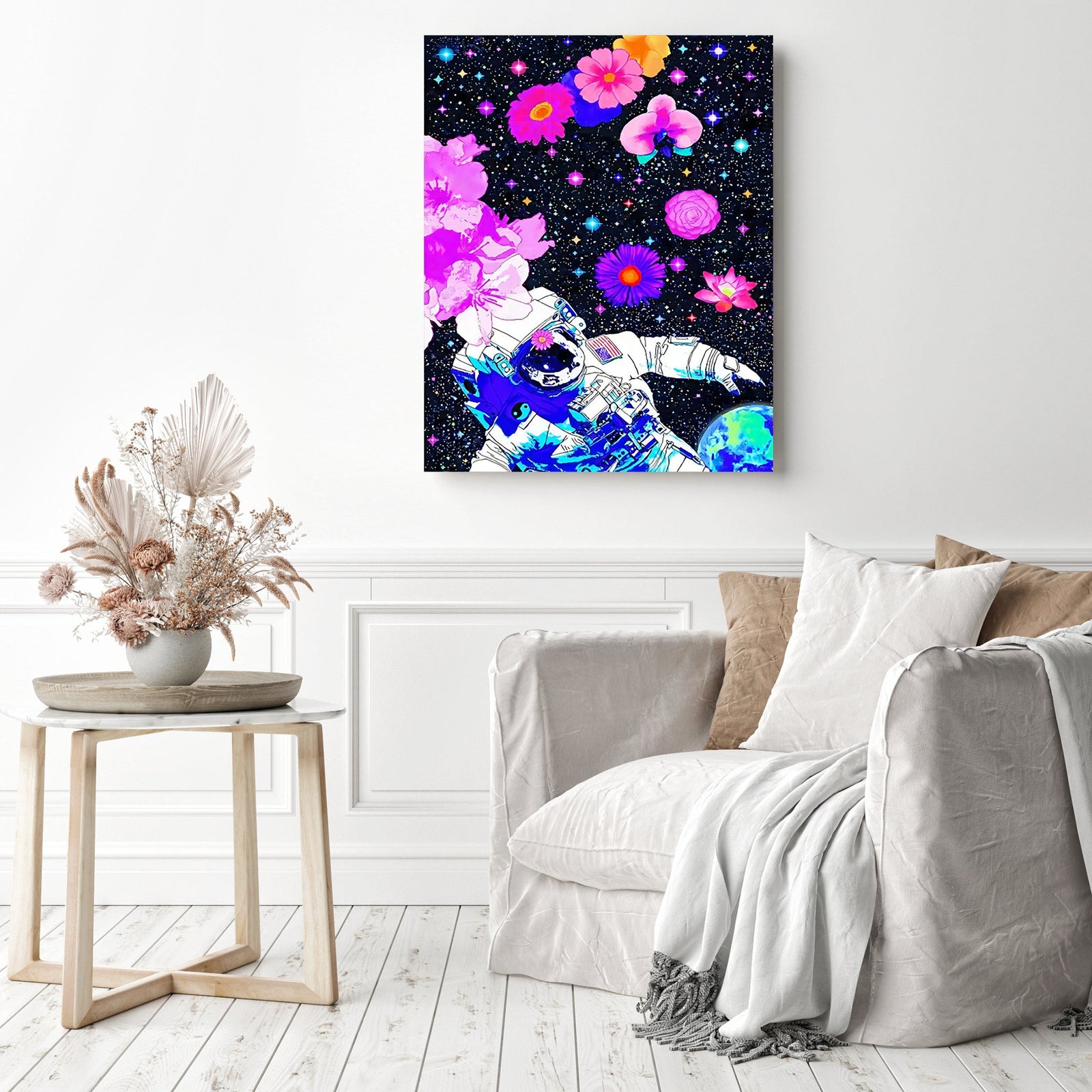 Aesthetic Space Man | Diamond Painting Displayed as Home Decor