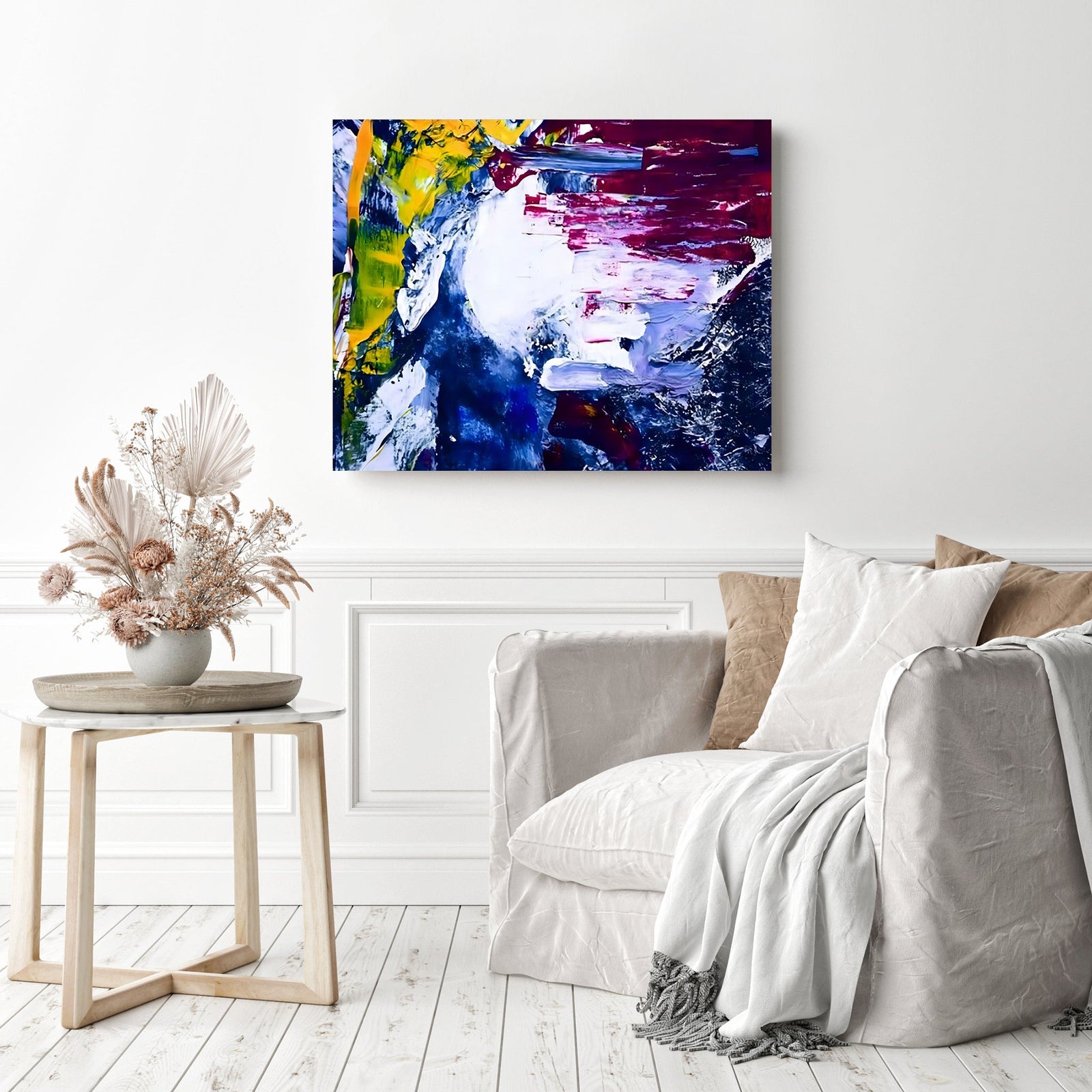 Abstract Sea Splash | Diamond Painting Displayed as Home Decor