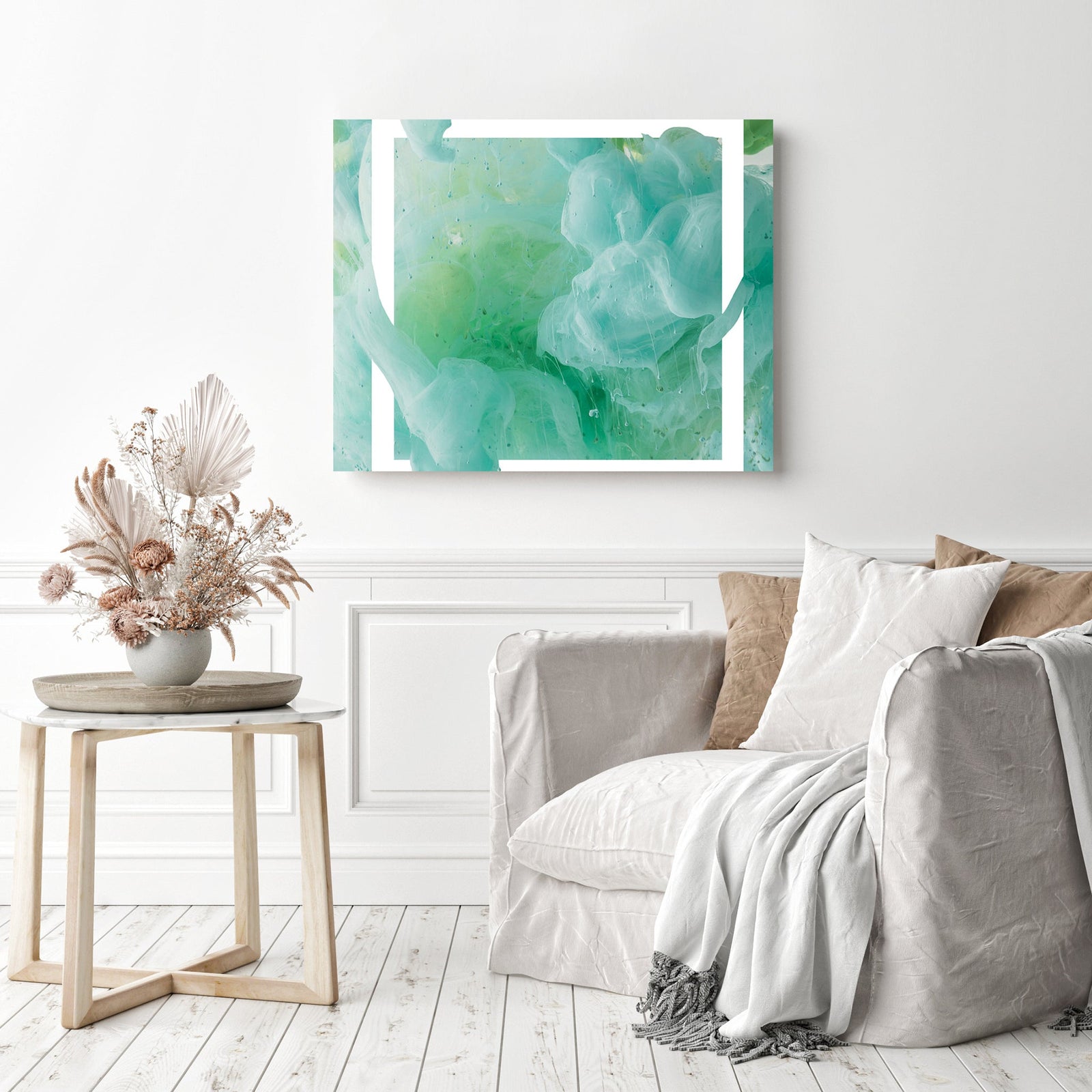 Teal Smoke | Diamond Painting Displayed as Home Decor