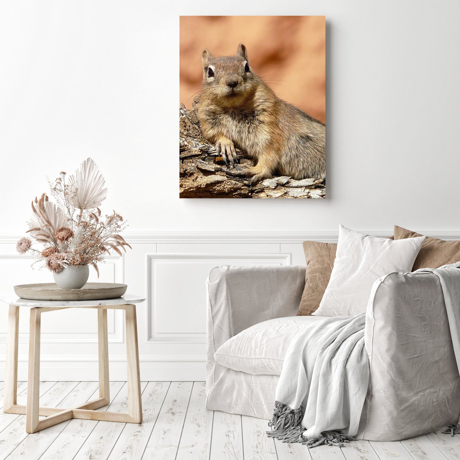 Lounging Squirrel | Diamond Painting Displayed as Home Decor