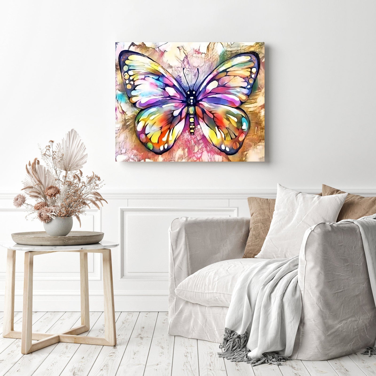 Rainbow Butterfly | Diamond Painting Displayed as Home Decor