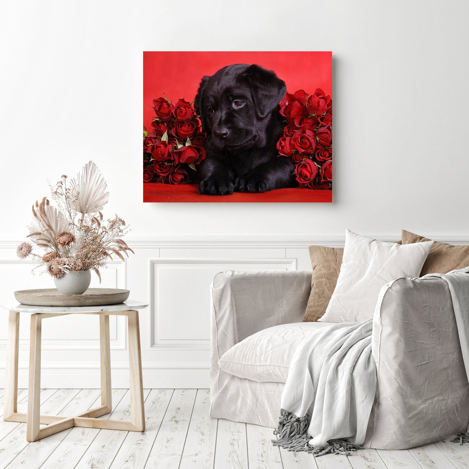 Black Labrador Gift | Diamond Painting Displayed as Home Decor