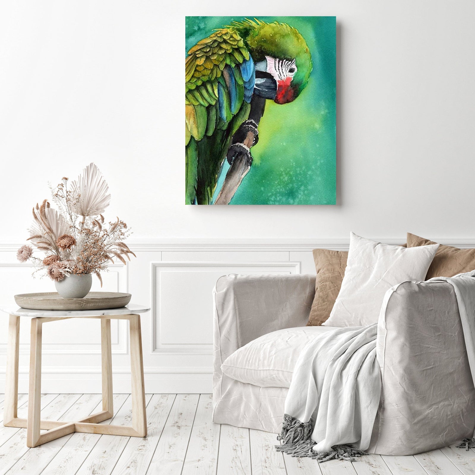 Colorful Parrot | Diamond Painting Displayed as Home Decor