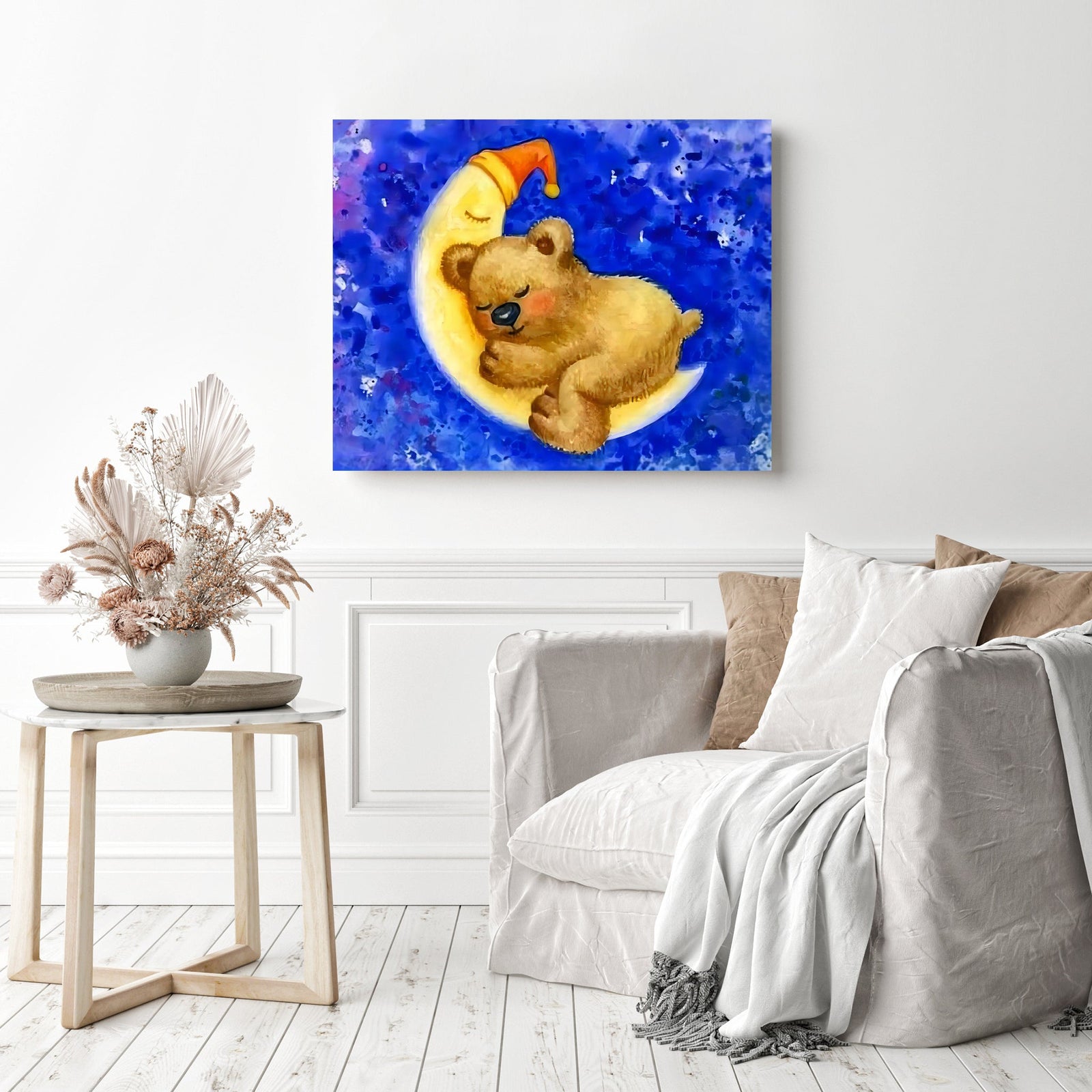 Sleepy Baby Bear | Diamond Painting Displayed as Home Decor