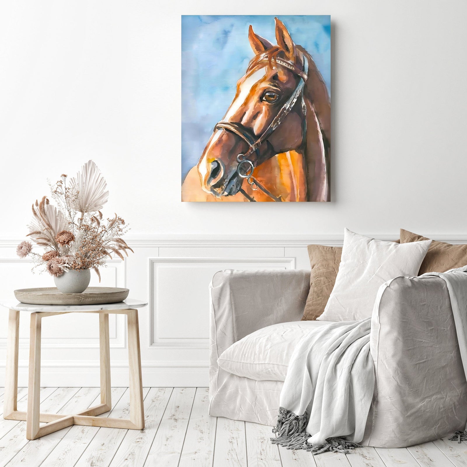 Arabian Brown Horse | Diamond Painting Displayed as Home Decor