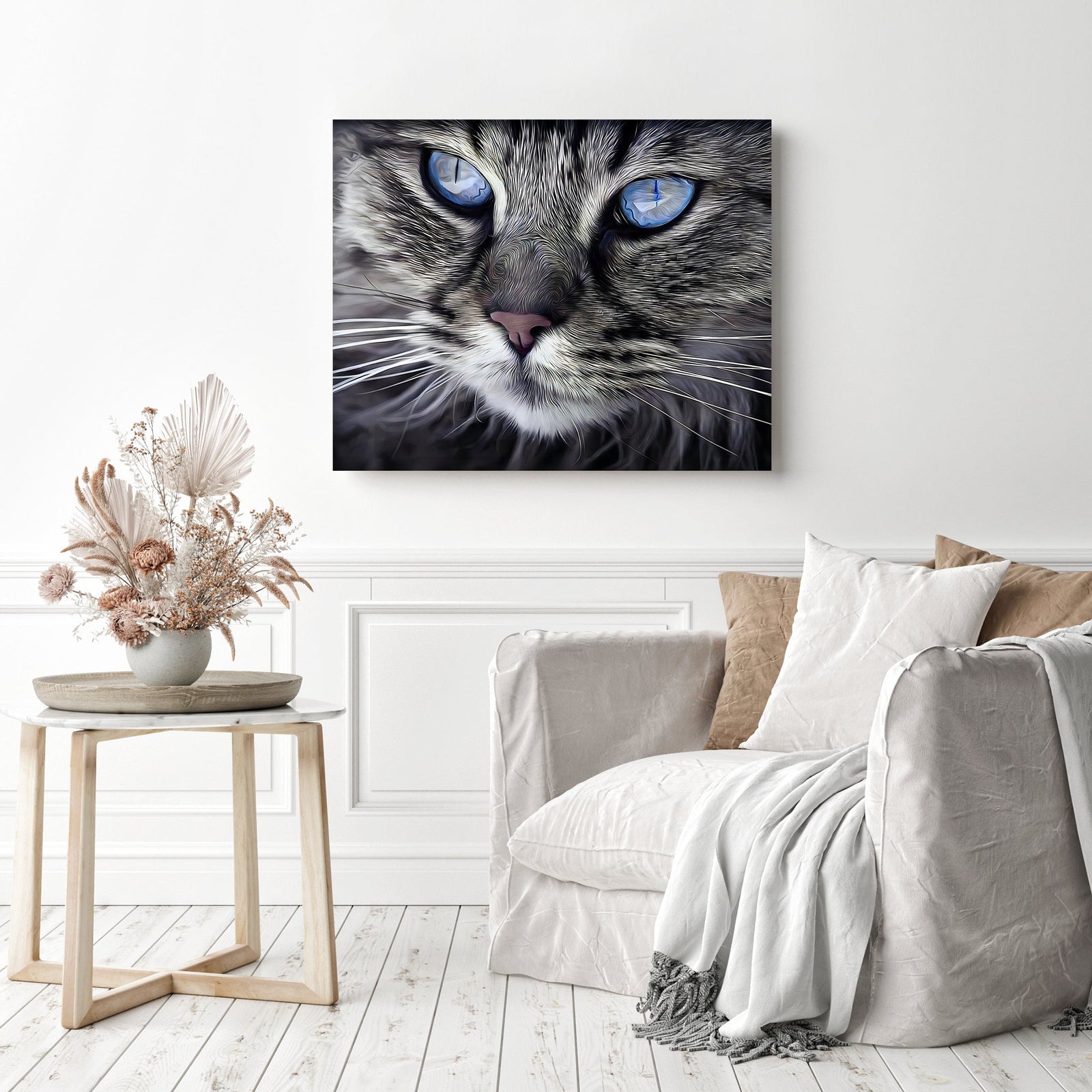 Cat's Eyes | Diamond Painting Displayed as Home Decor