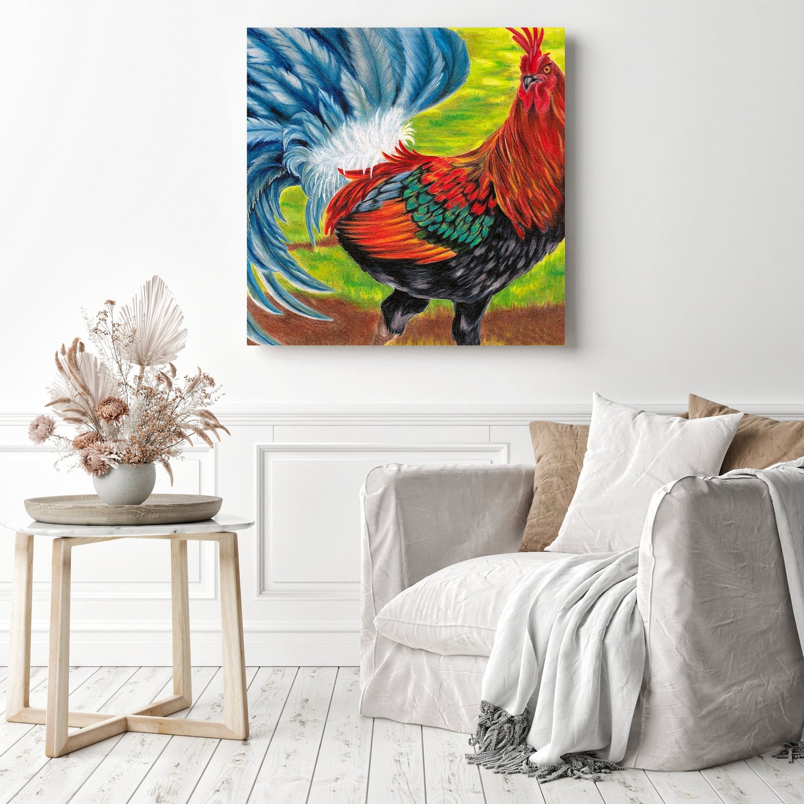 Rooster drawing | Diamond Painting Displayed as Home Decor