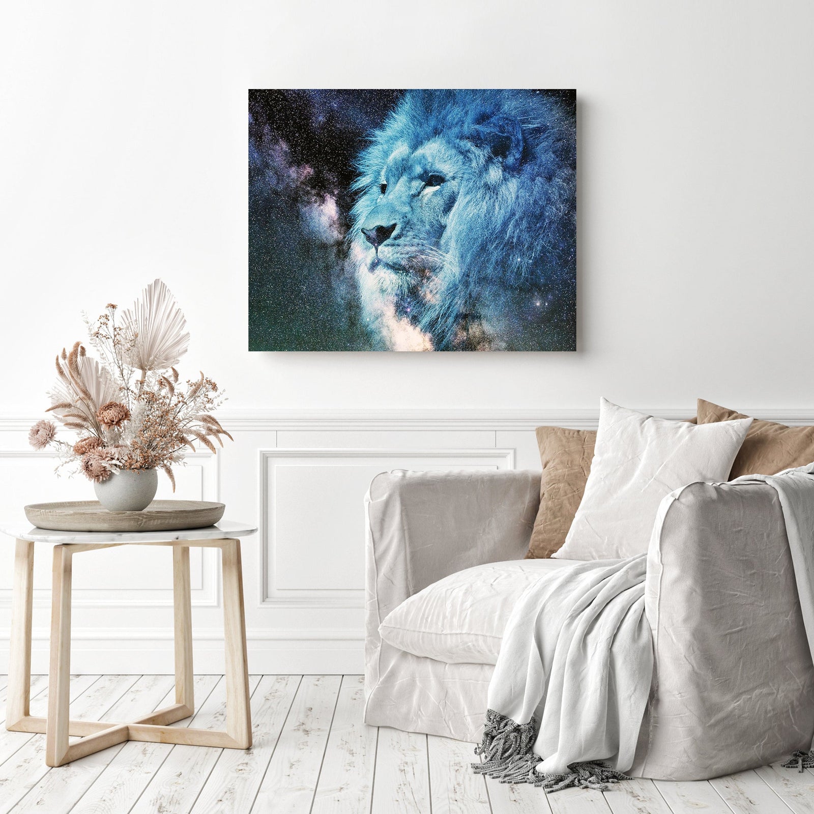 Starry Sky Lion | Diamond Painting Displayed as Home Decor