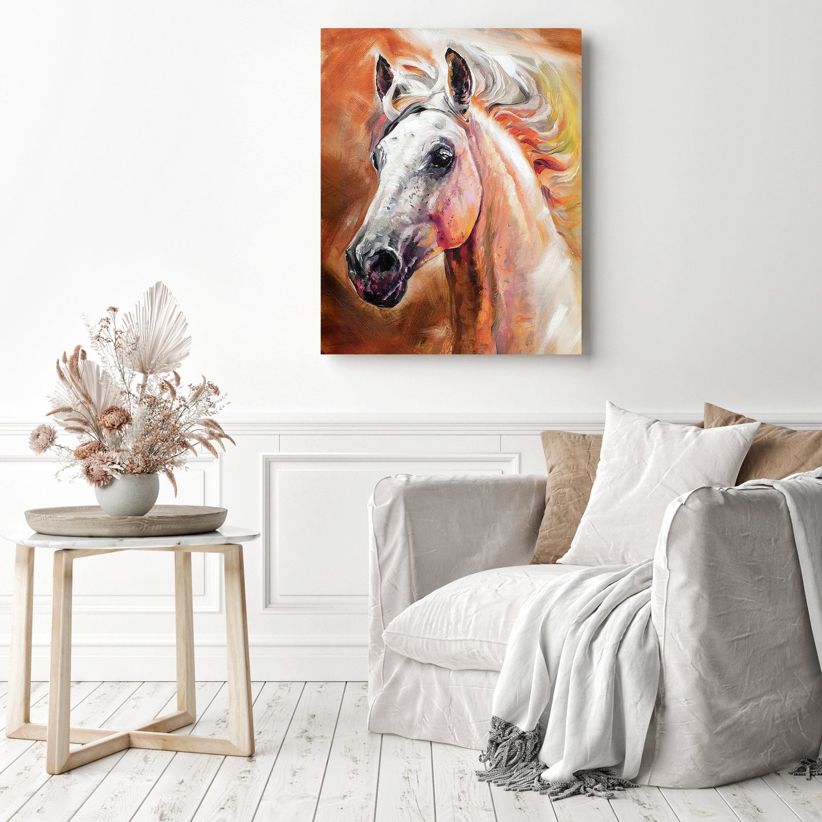 White Horse Head | Diamond Painting Displayed as Home Decor