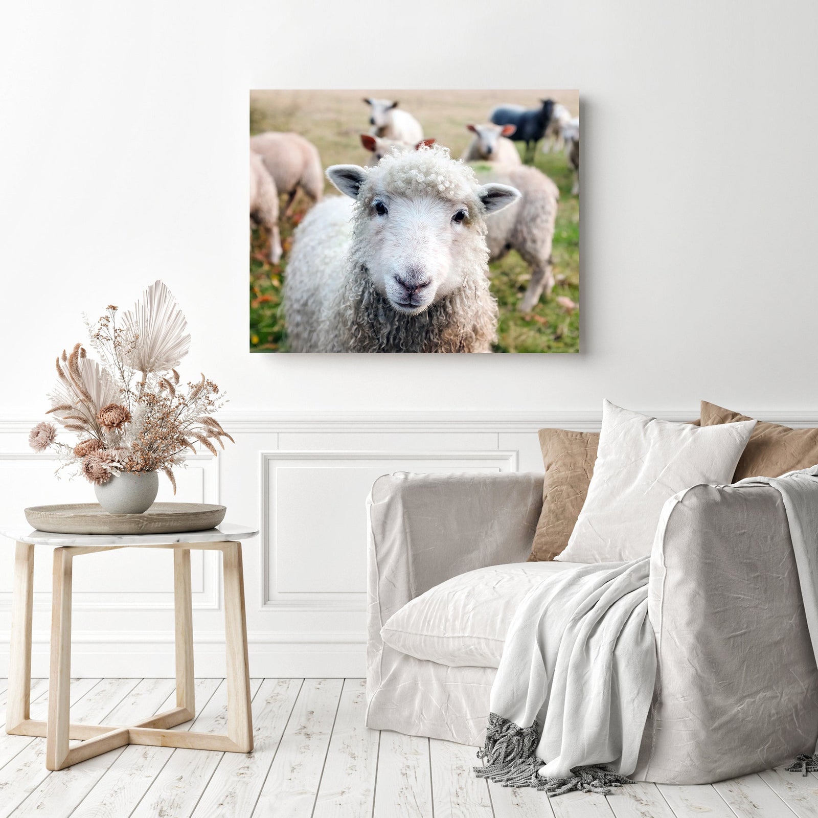 White Sheep | Diamond Painting Displayed as Home Decor