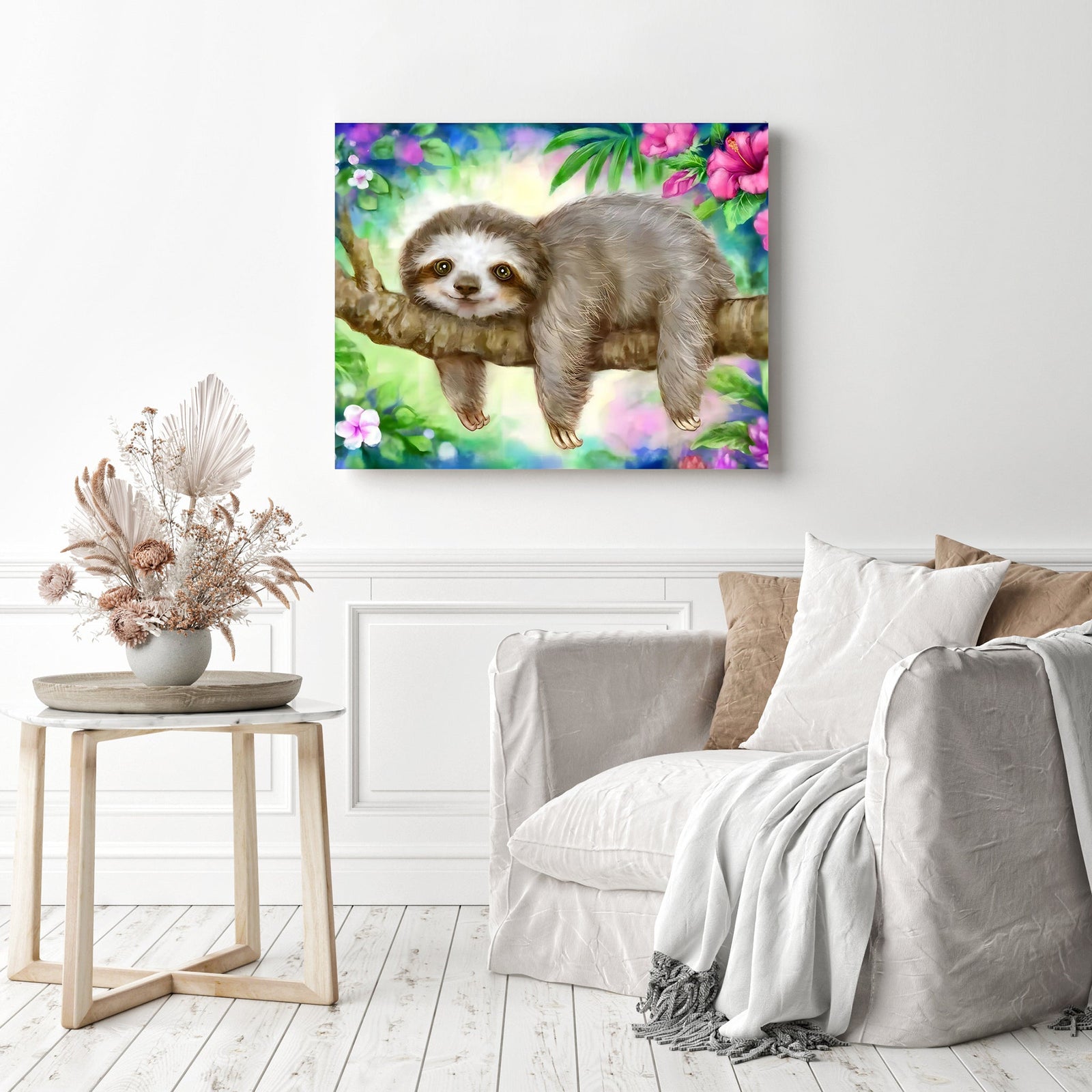 Cute Sloth | Diamond Painting Displayed as Home Decor