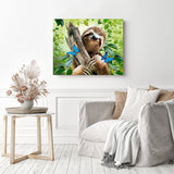 Sloth and Butterflies | Diamond Painting Displayed as Home Decor