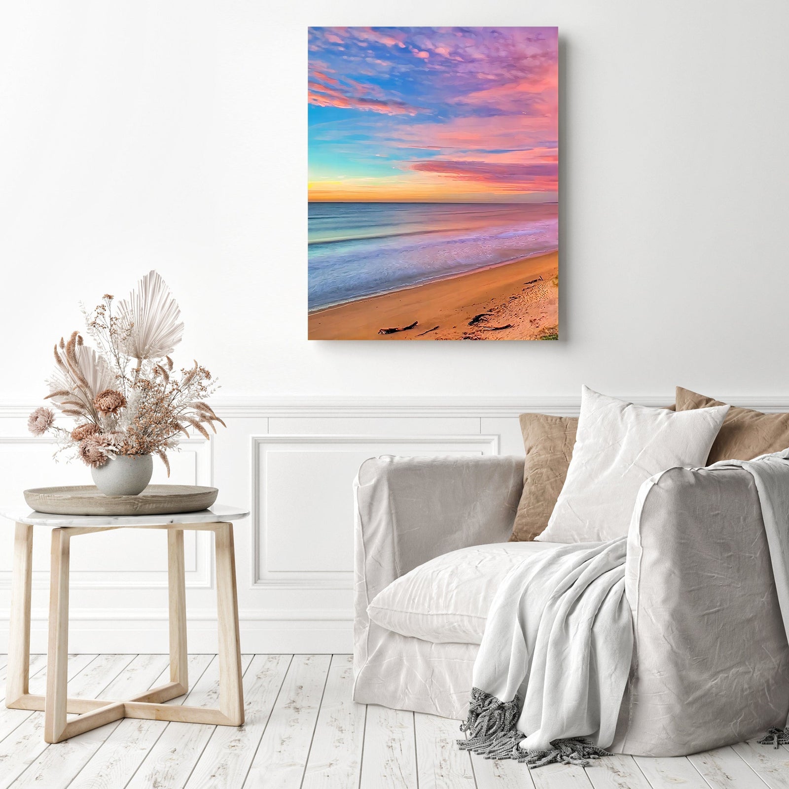 Colorful Beach Sky | Diamond Painting Displayed as Home Decor