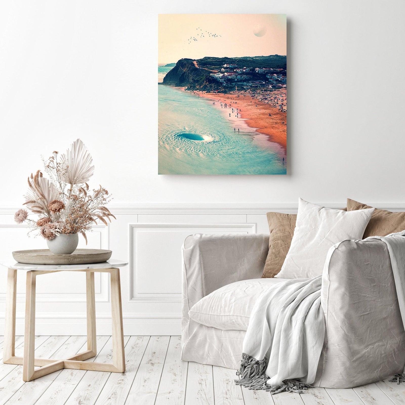 Hurricane Beach | Diamond Painting Displayed as Home Decor