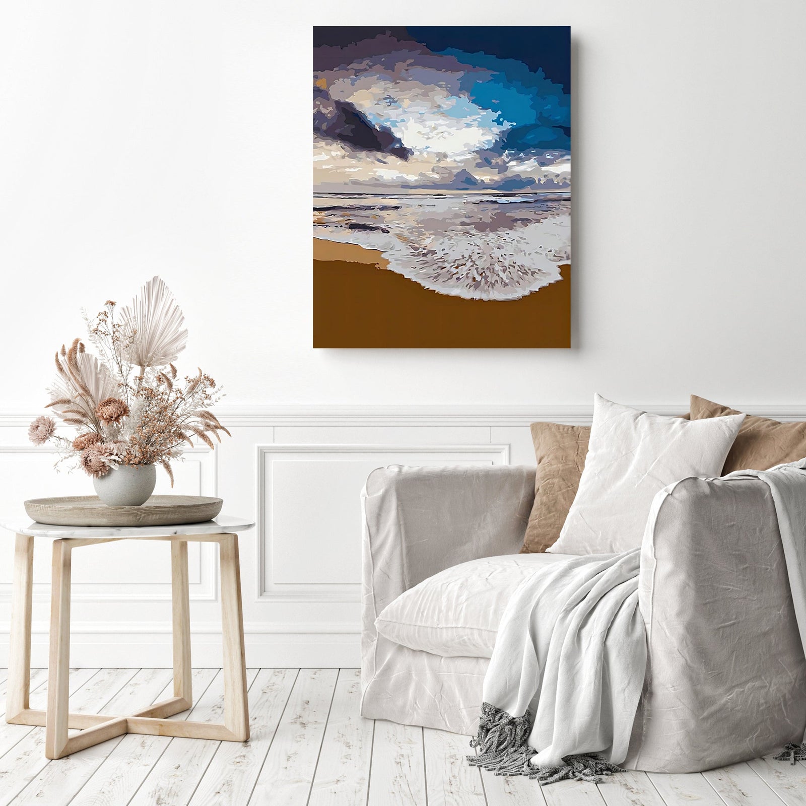 Golden Beach Sand | Diamond Painting Displayed as Home Decor