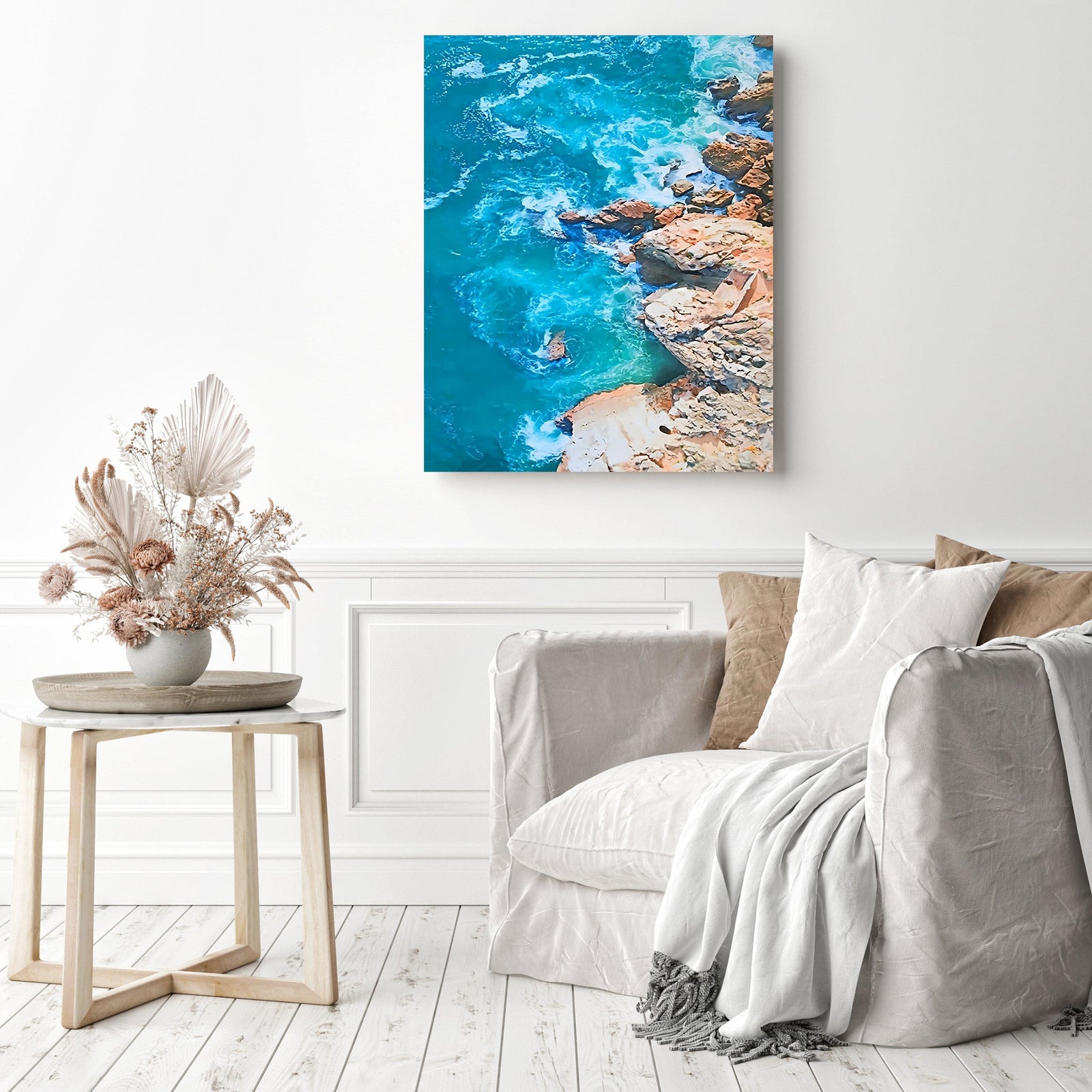 Calm Blue Ocean | Diamond Painting Displayed as Home Decor