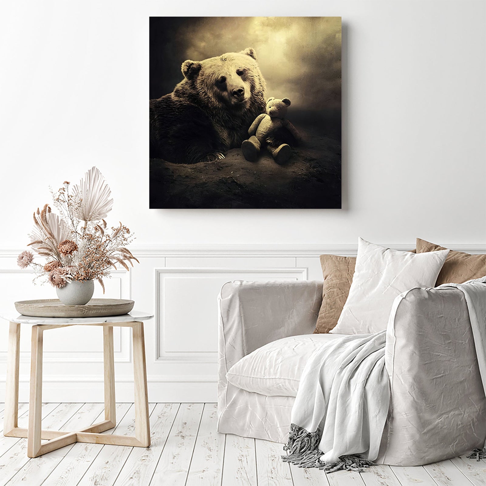 Two Teddies | Diamond Painting Displayed as Home Decor