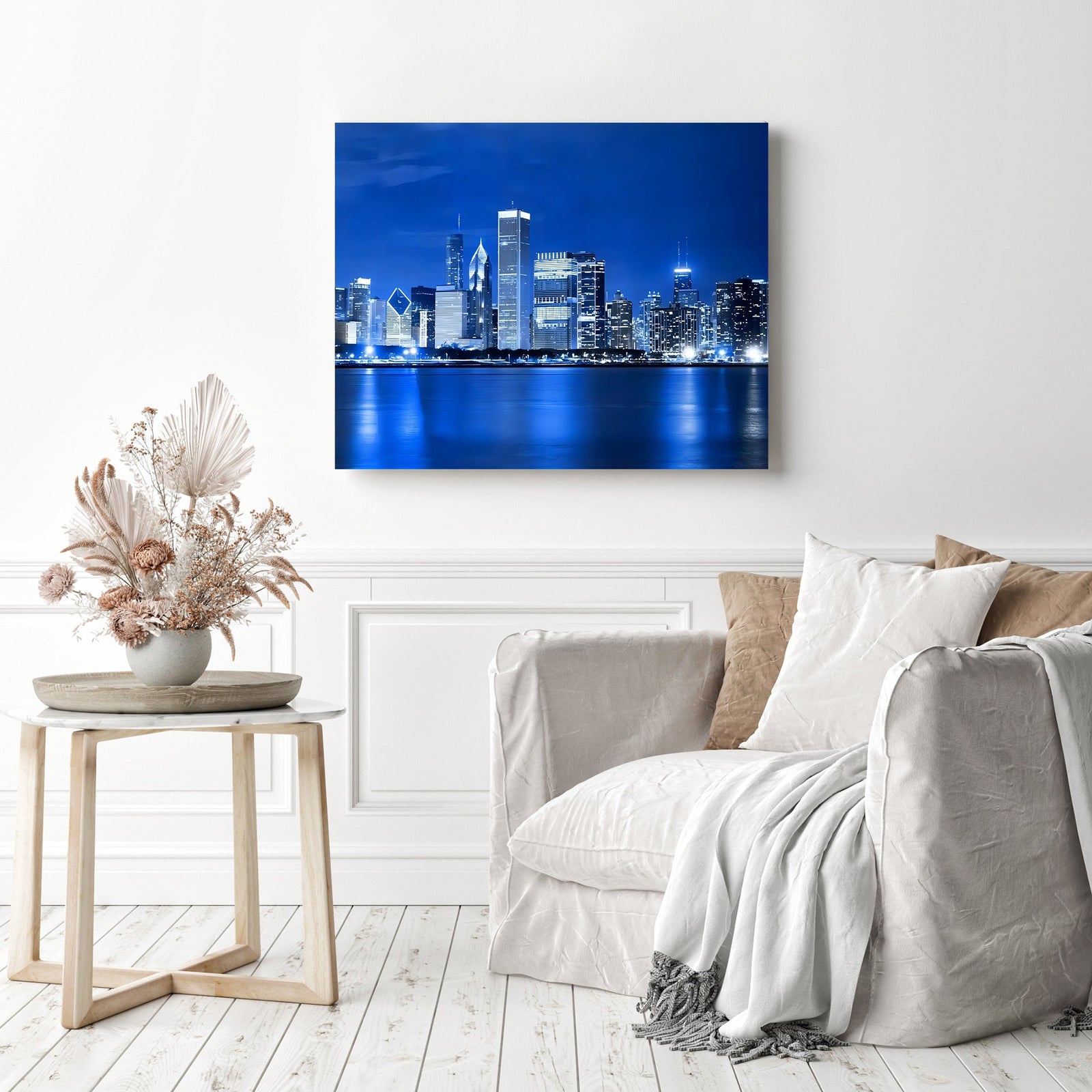 Chicago Skyline | Diamond Painting Displayed as Home Decor