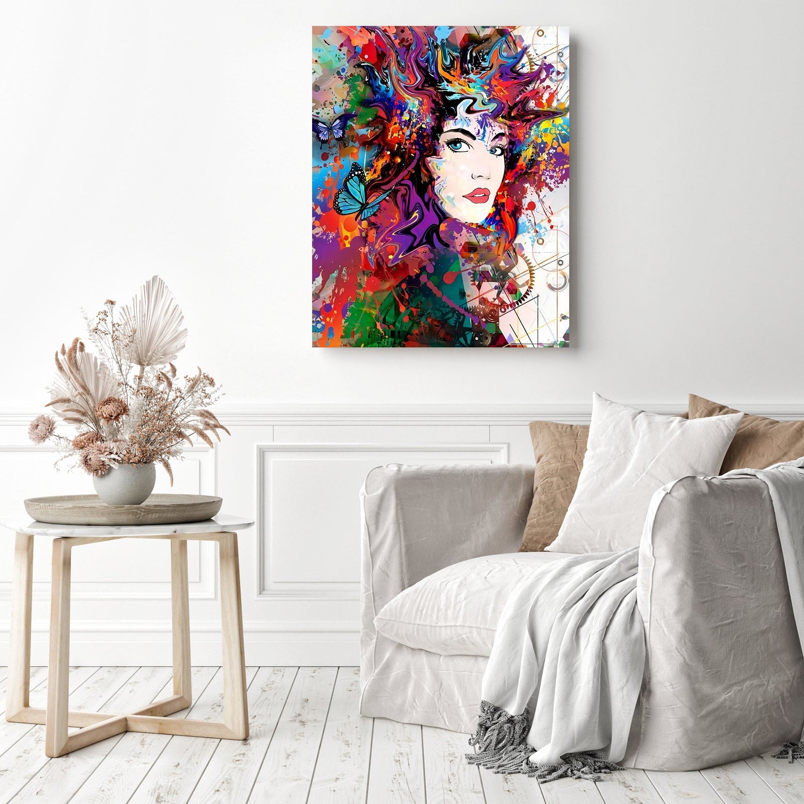 Psychedelic Portrait | Diamond Painting Displayed as Home Decor