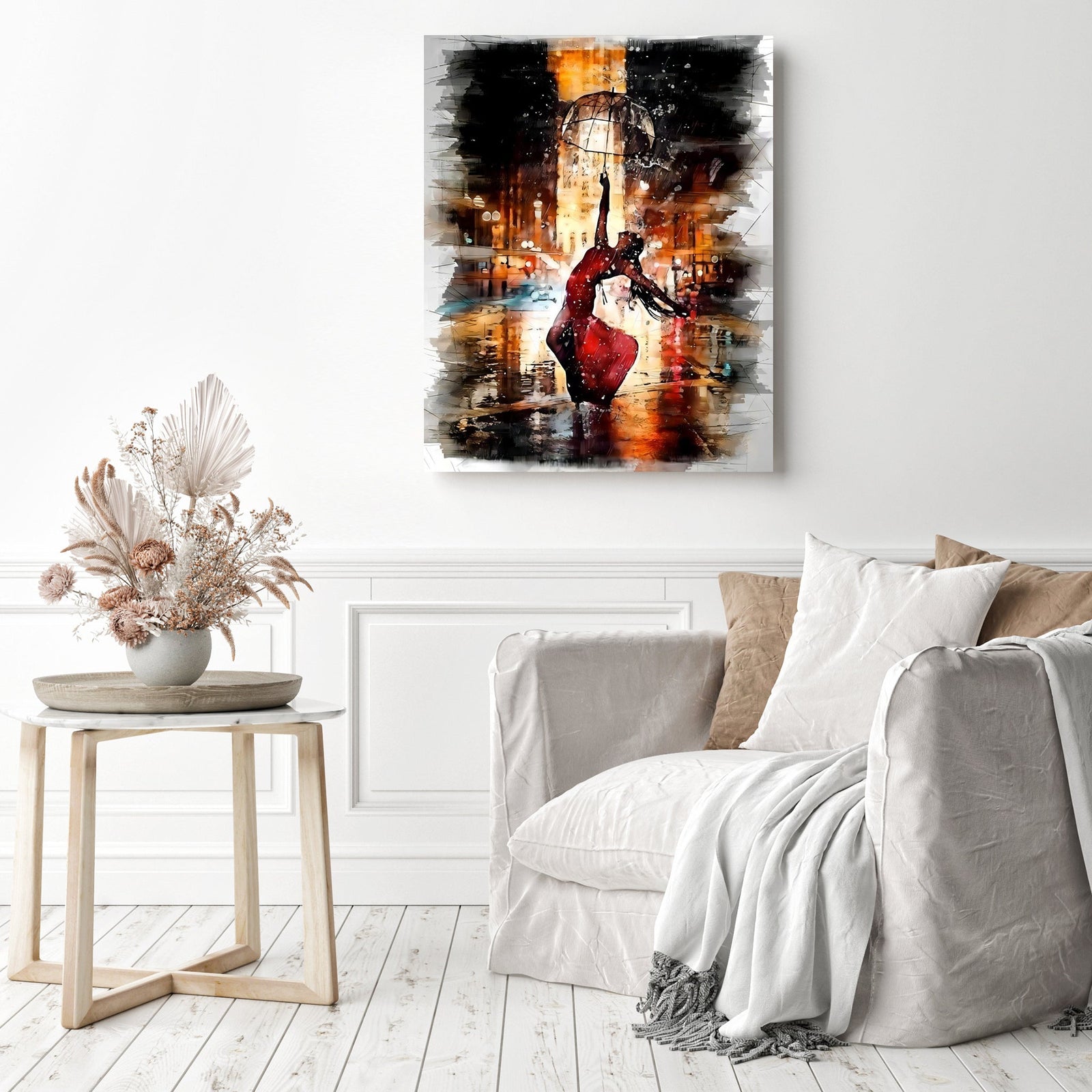 Rainy Night Dance | Diamond Painting Displayed as Home Decor