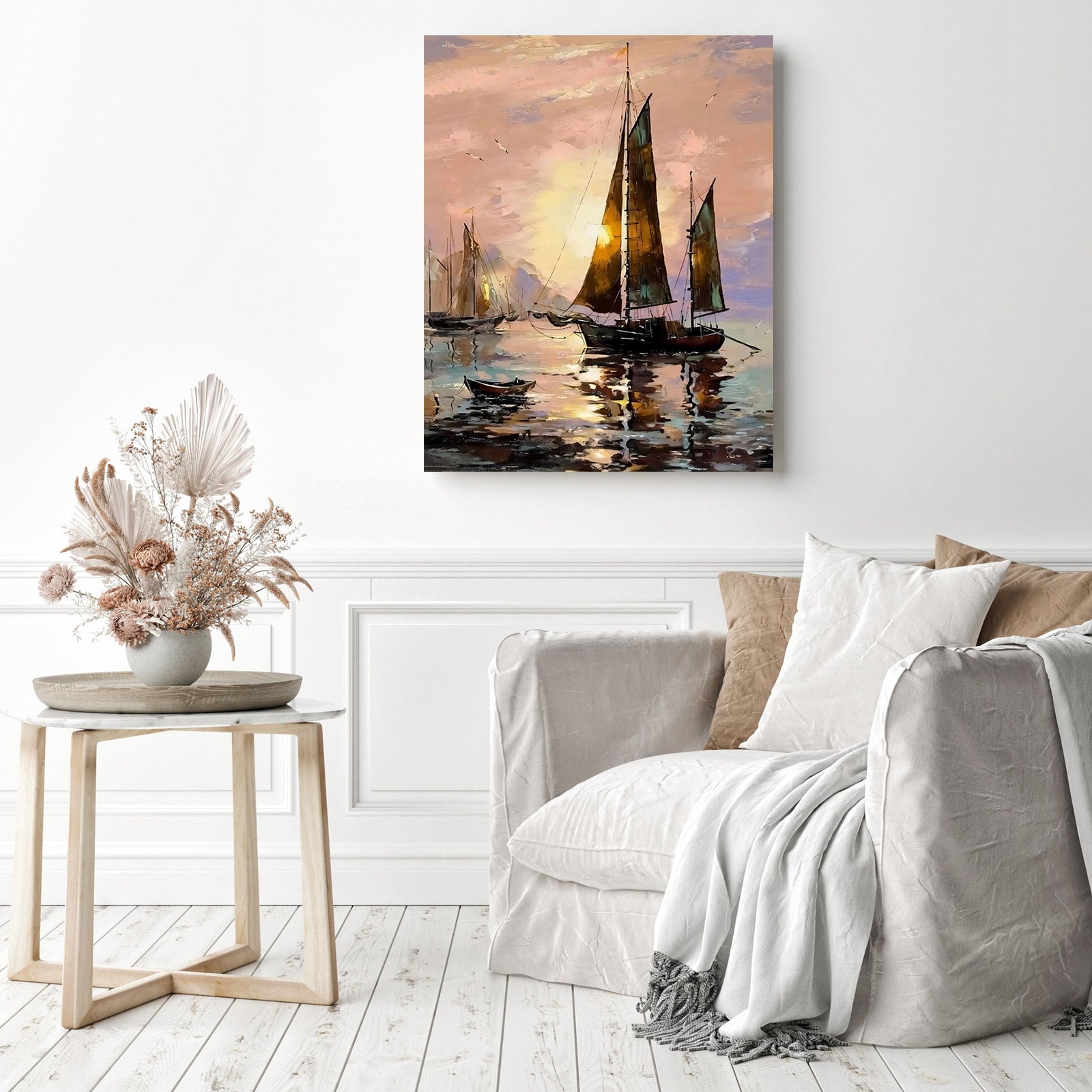 Spanish Sailing Boats | Diamond Painting Displayed as Home Decor