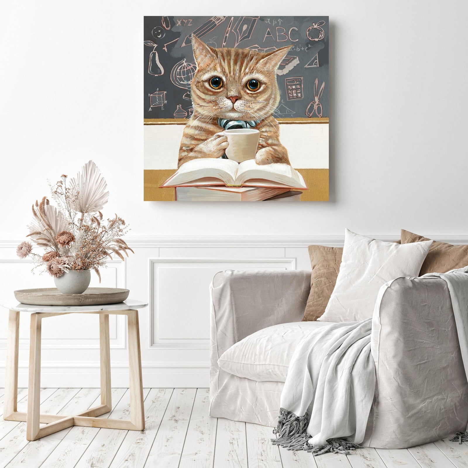 Cat Student | Diamond Painting Displayed as Home Decor