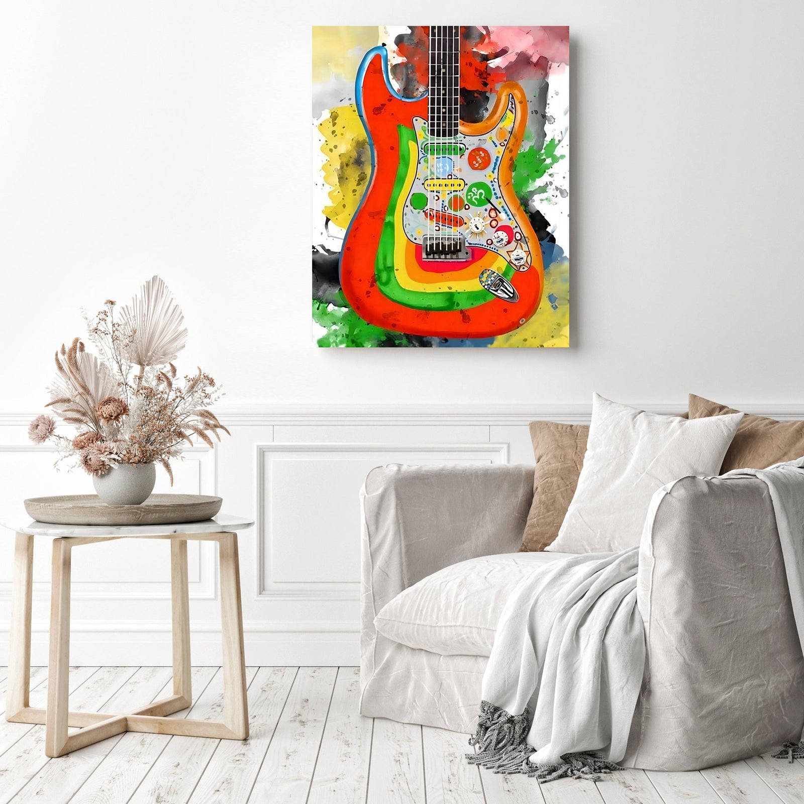 George Harrison's Rocky Guitar | Diamond Painting Displayed as Home Decor