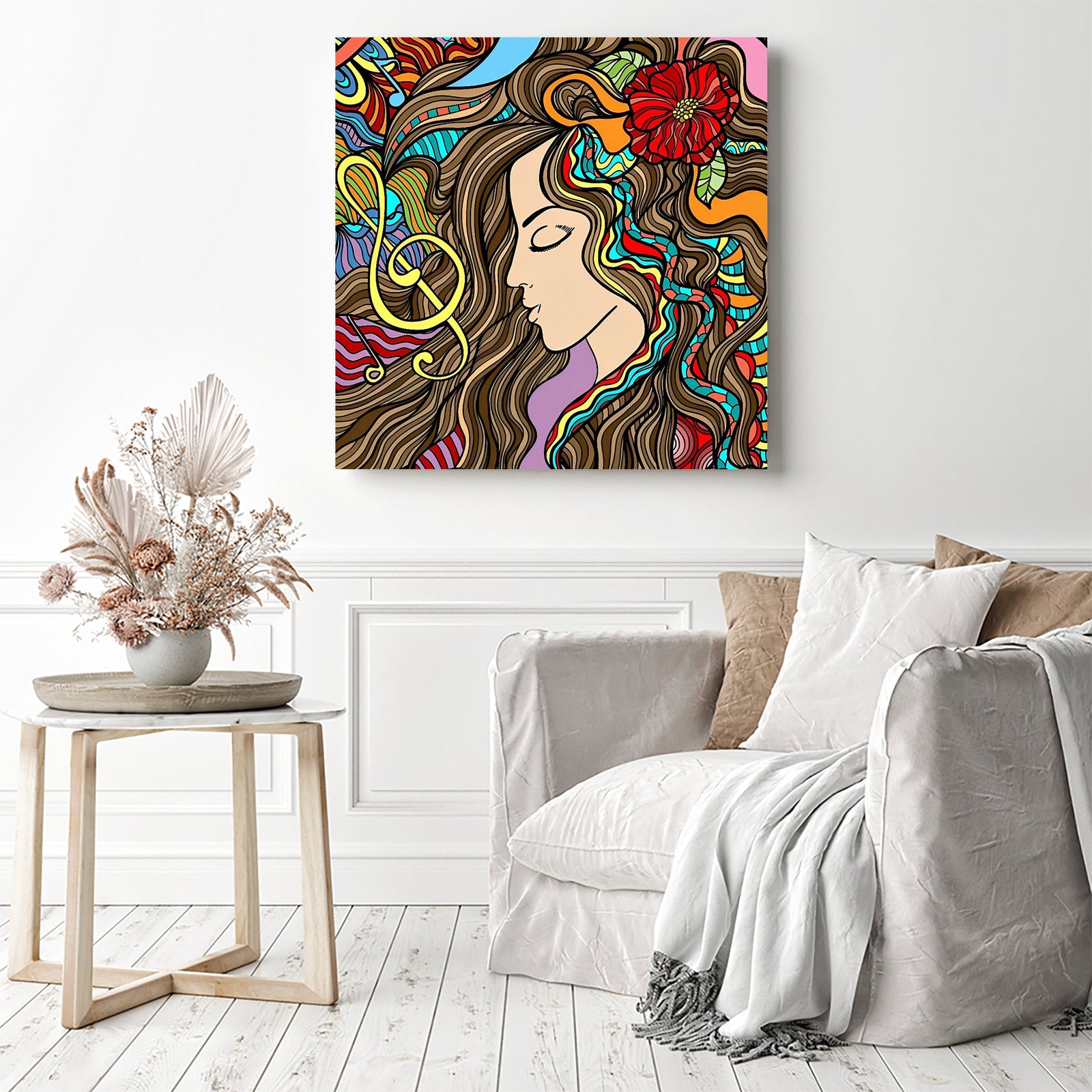 Sleeping with Music | Diamond Painting Displayed as Home Decor