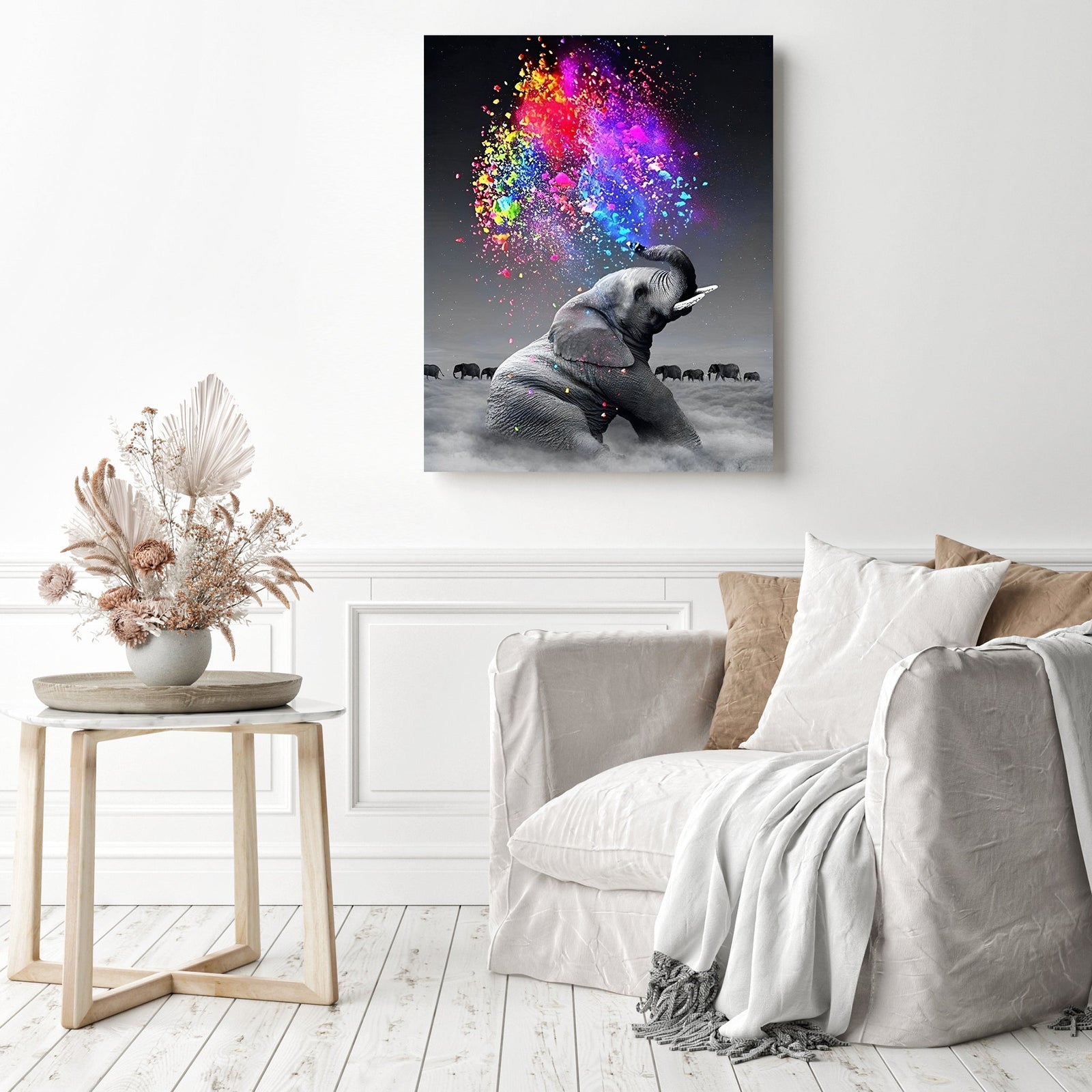 Special Dream Colorful Elephant | Diamond Painting Displayed as Home Decor