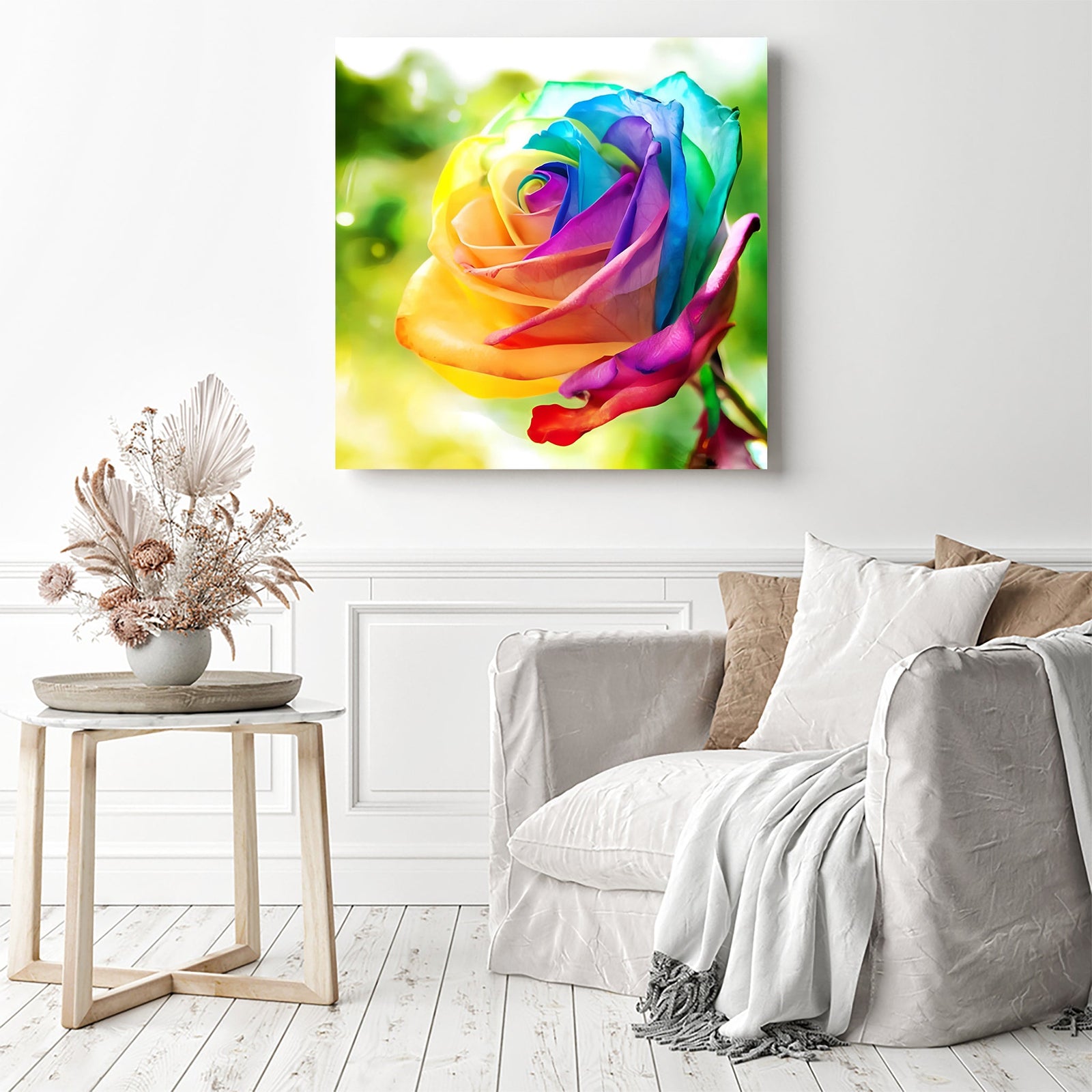 Rainbow Flower | Diamond Painting Displayed as Home Decor