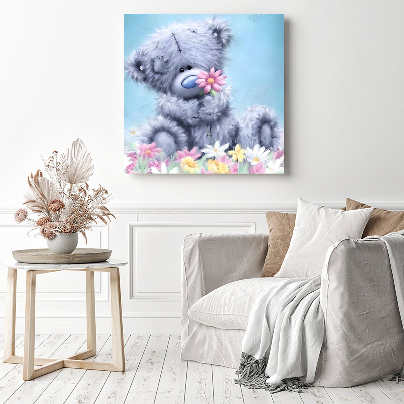 Cartoon Cute Bear Flowers | Diamond Painting Displayed as Home Decor