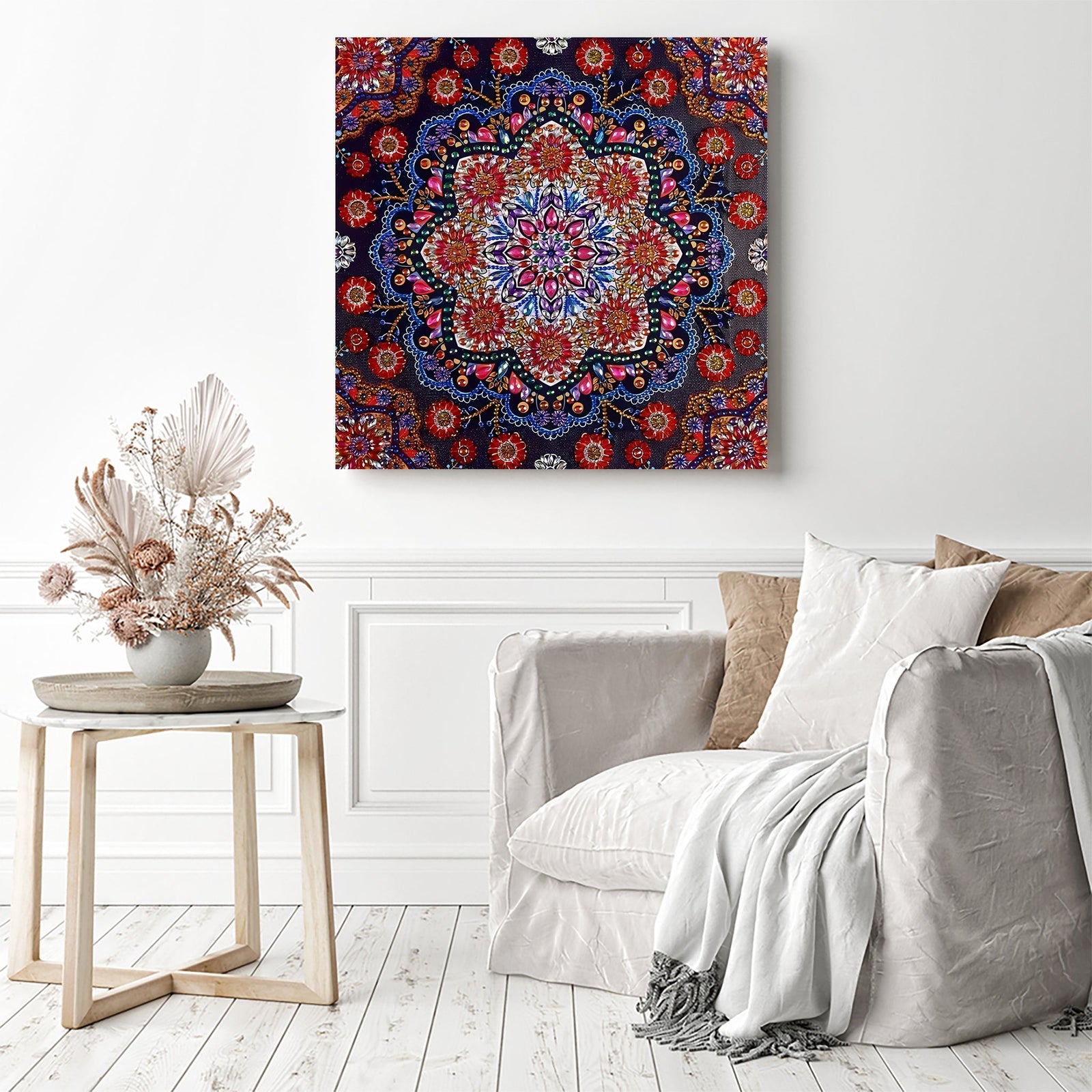 Crystals Abstract Mandala | Diamond Painting Displayed as Home Decor