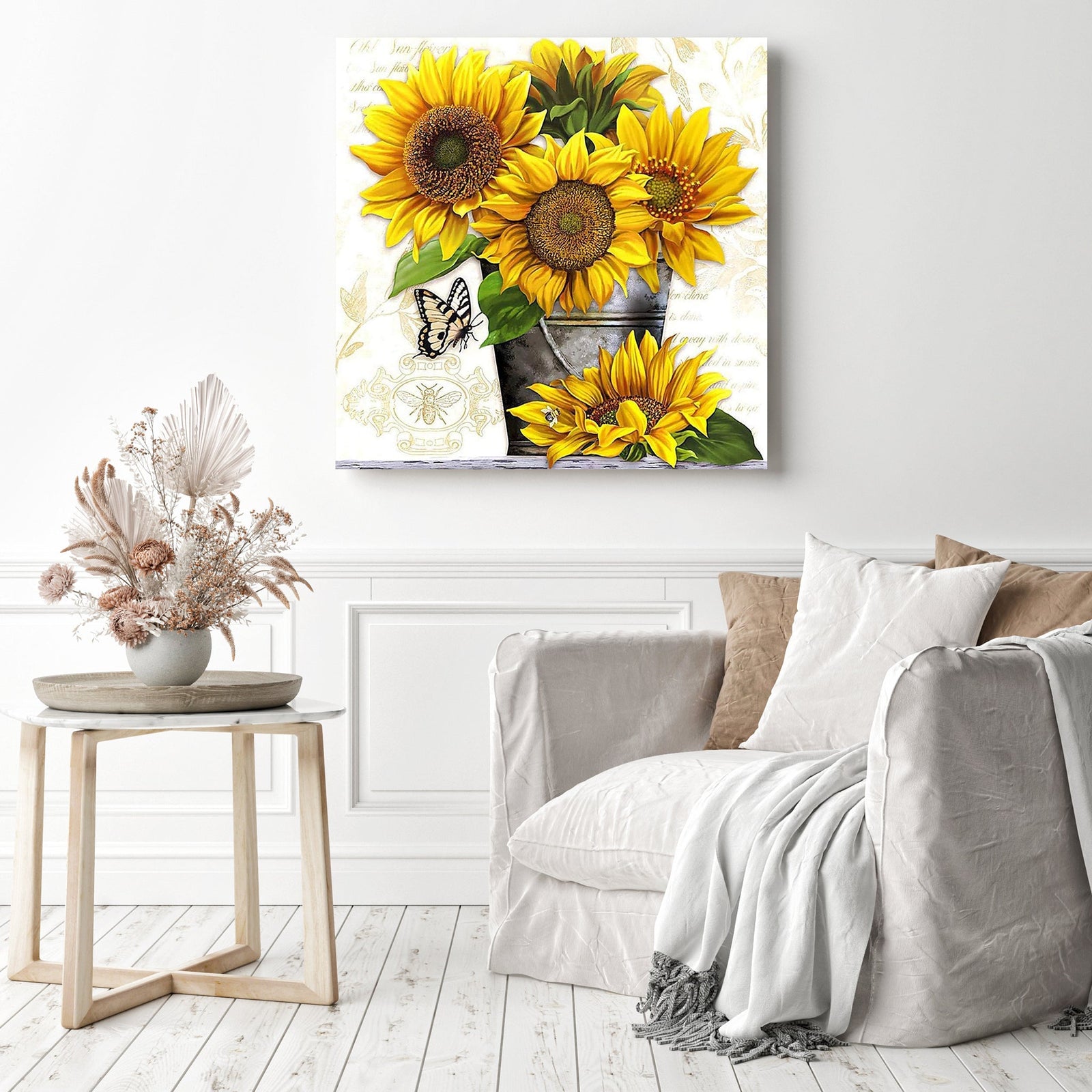 Yellow Sunflowers | Diamond Painting Displayed as Home Decor