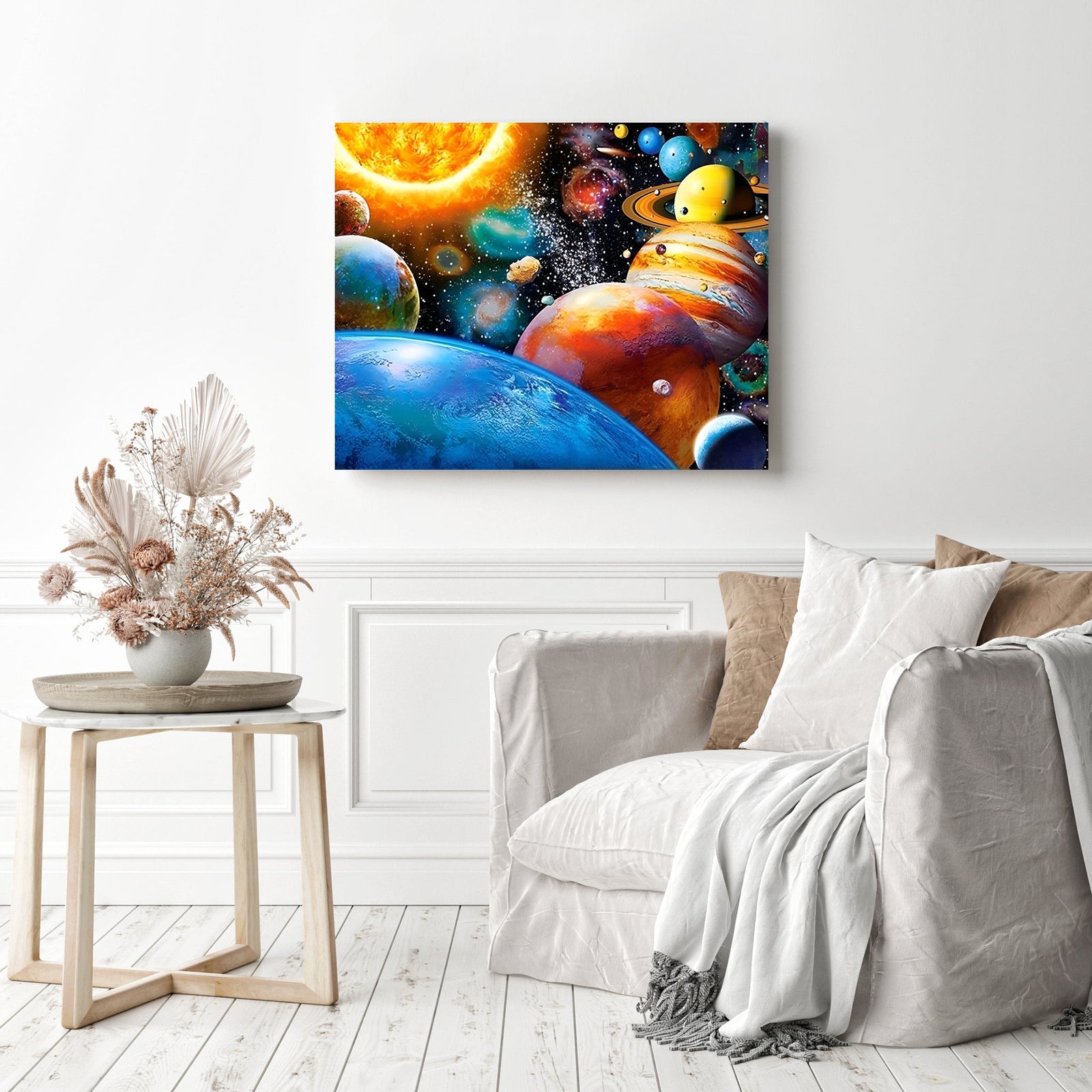 Solar System | Diamond Painting Displayed as Home Decor