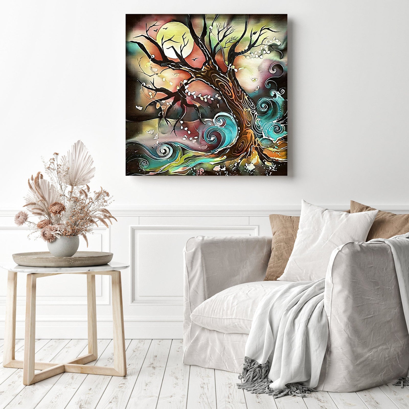 Creepy Tree Scenery | Diamond Painting Displayed as Home Decor