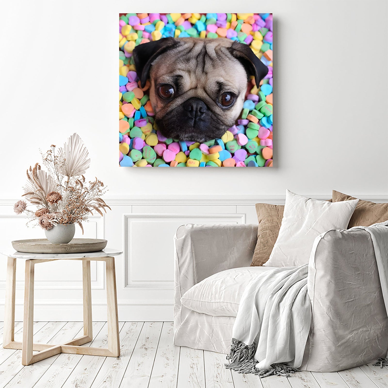 Funny Cute Dog Candy | Diamond Painting Displayed as Home Decor