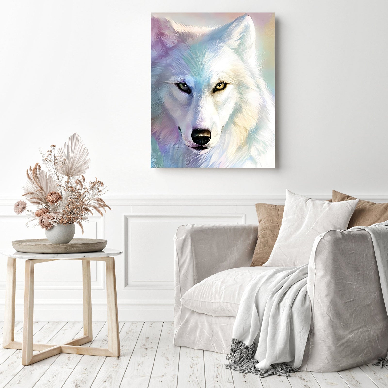 Wolf Glow | Diamond Painting Displayed as Home Decor