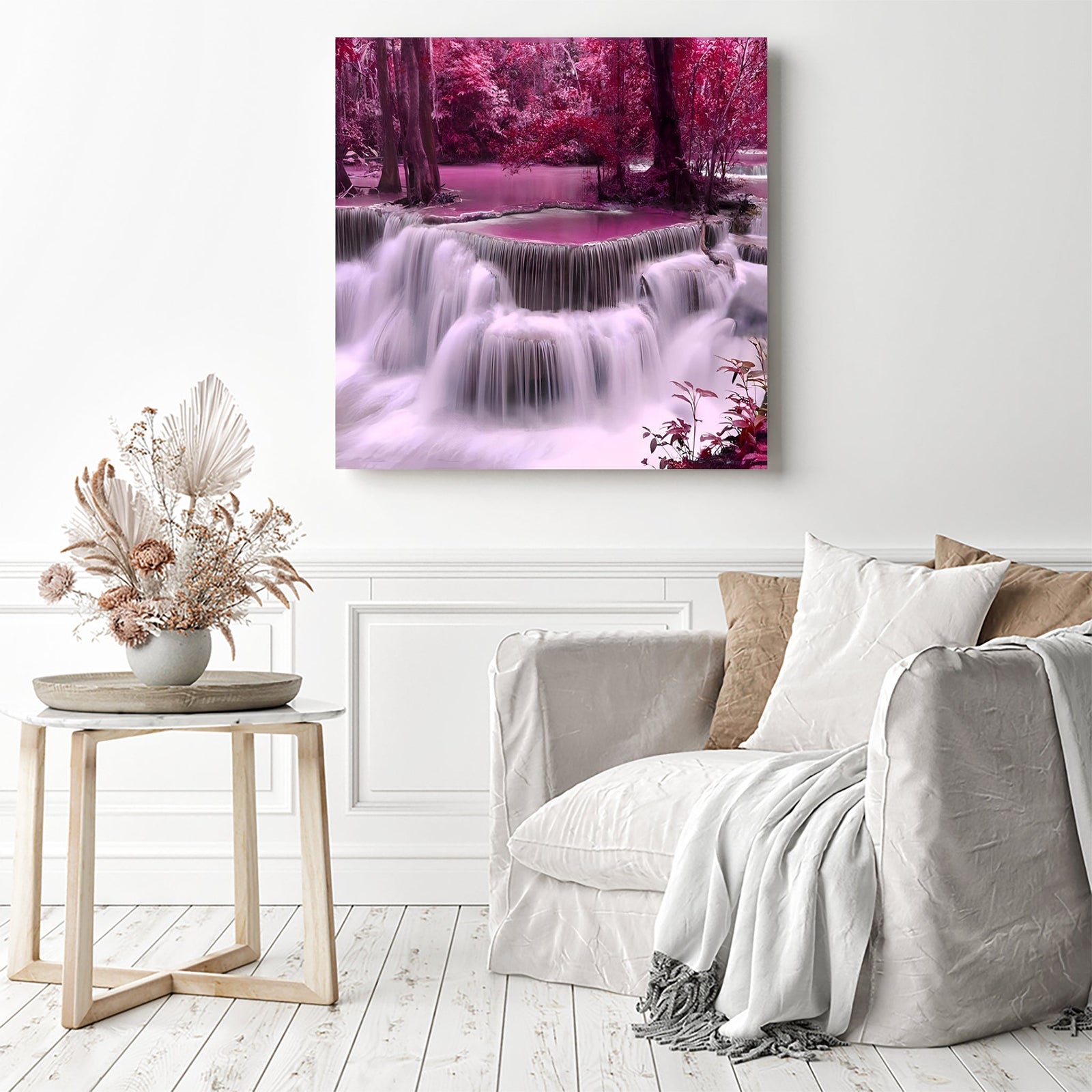 Beautiful Autumn Series Waterfalls | Diamond Painting Displayed as Home Decor